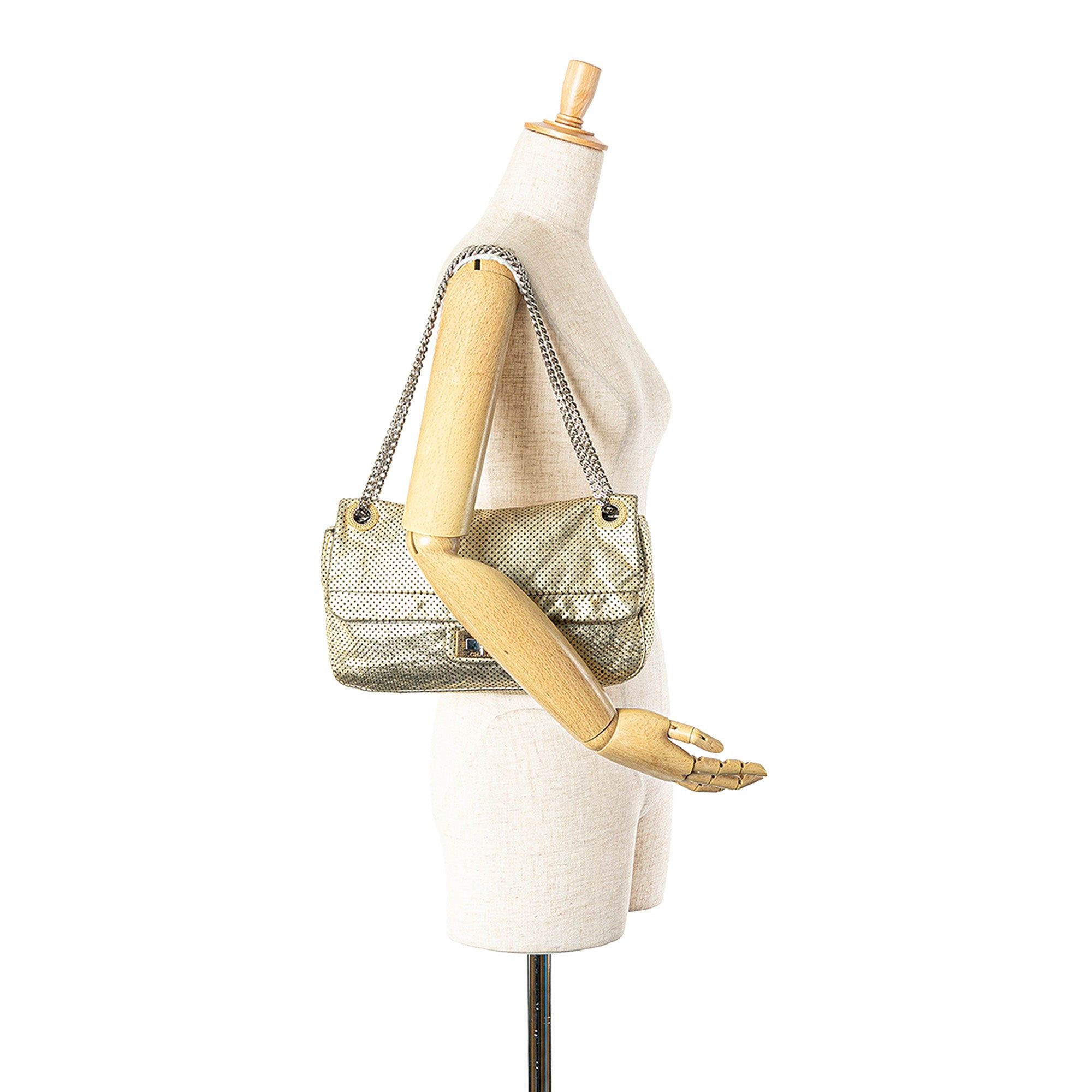 Chanel Chanel Medium Perforated Calfskin Reissue Drill Flap Gold Size ONE SIZE - 7 Thumbnail