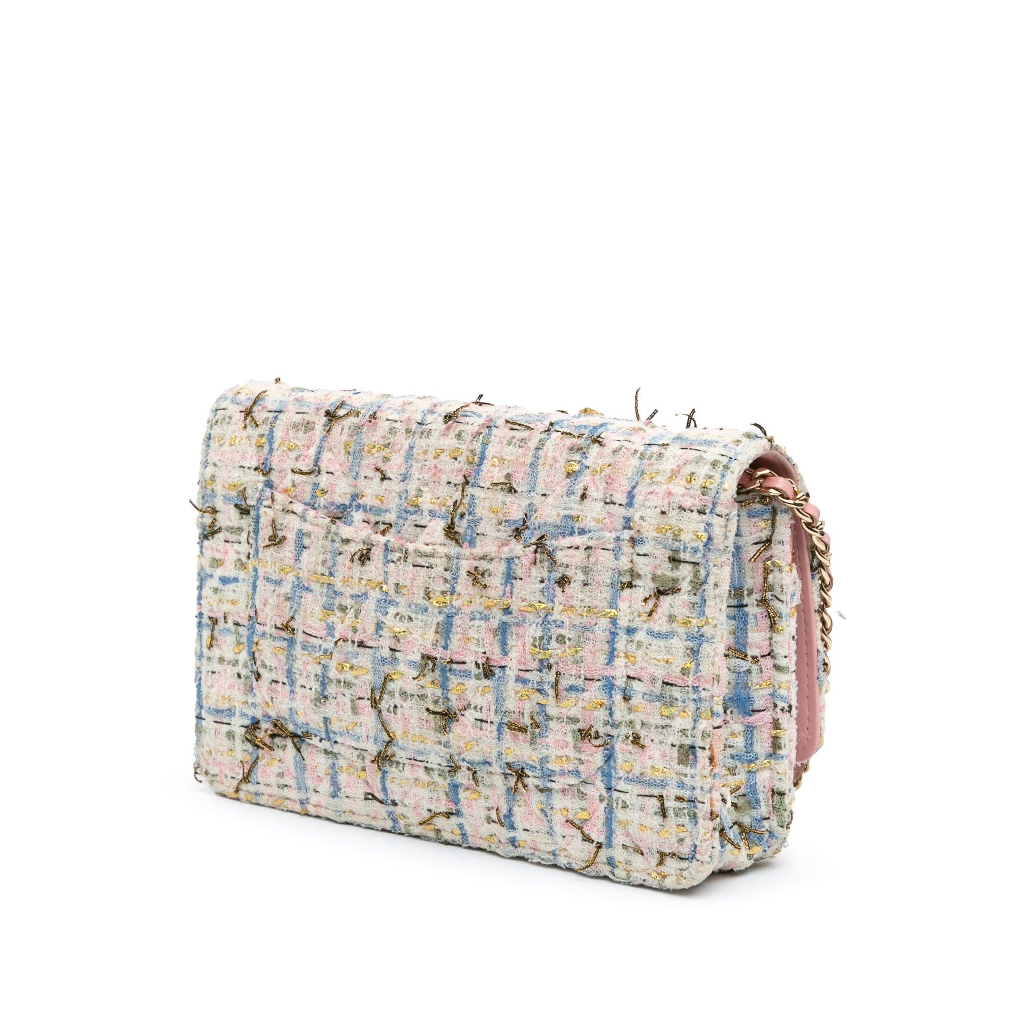 Chanel Chanel Quilted Boucle Tweed Charm Wallet On Chain Pink Size ONE SIZE - 2 Thumbnail