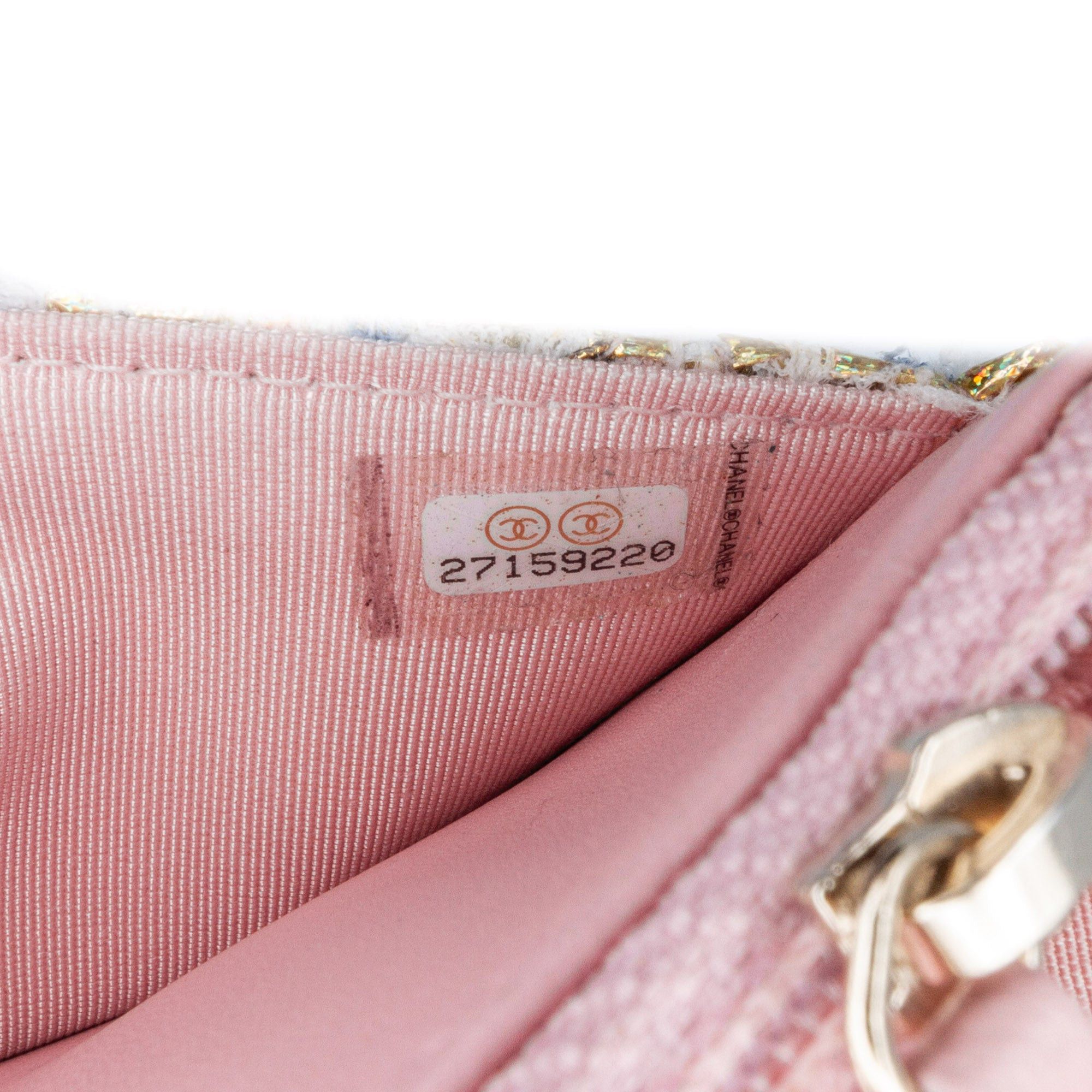 Chanel Chanel Quilted Boucle Tweed Charm Wallet On Chain Pink Size ONE SIZE - 6 Thumbnail