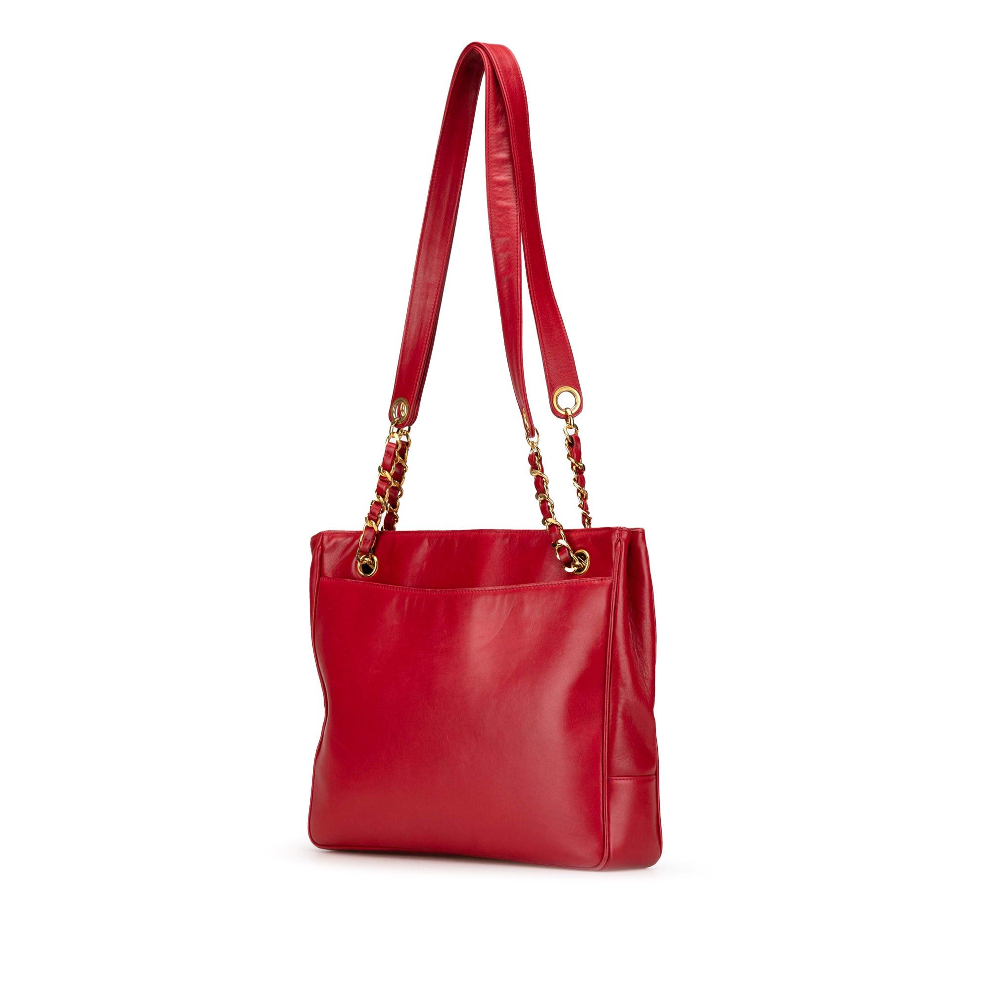 Chanel Chanel CC Lambskin Chain Tote Red Size ONE SIZE - 2 Thumbnail
