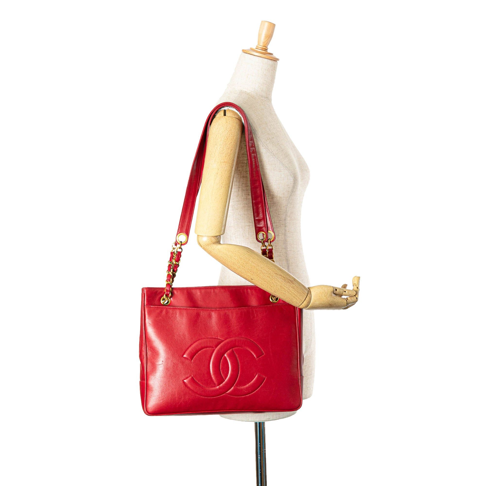 Chanel Chanel CC Lambskin Chain Tote Red Size ONE SIZE - 13 Thumbnail