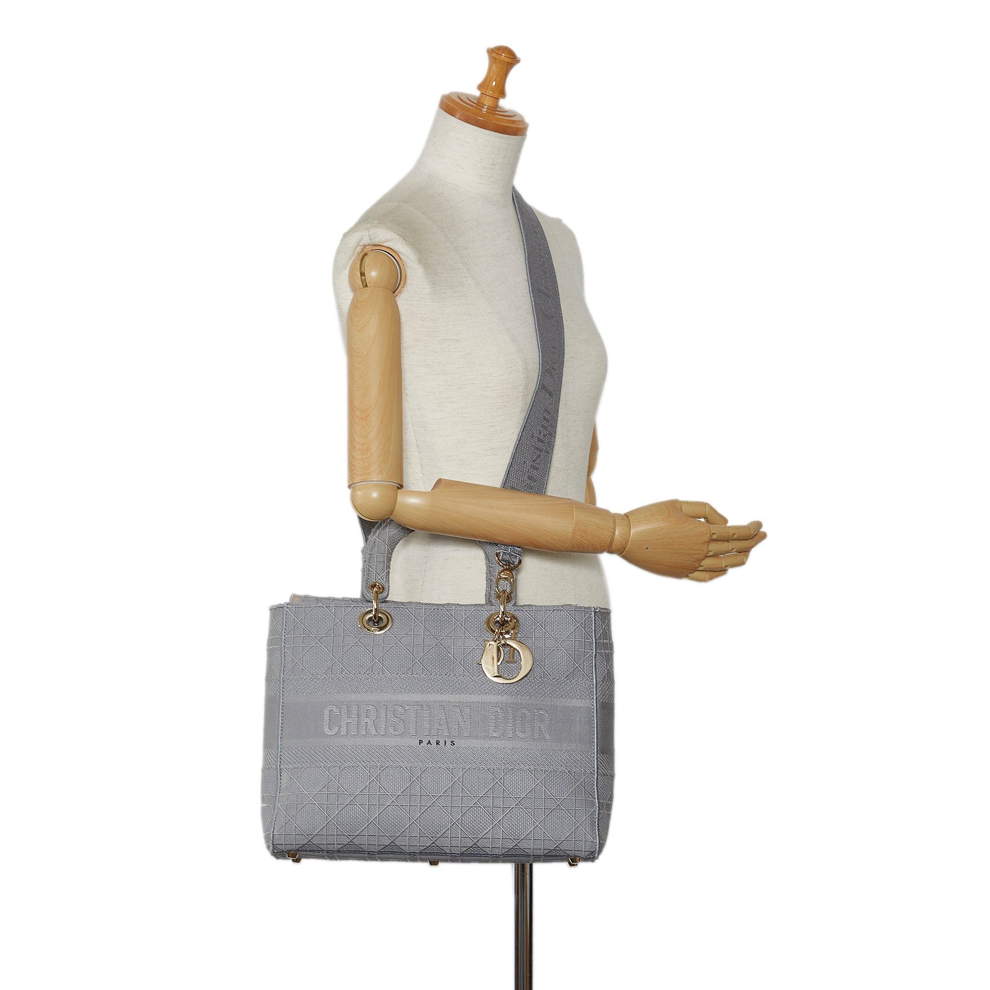 Dior Dior Large Canvas Cannage Lady D Lite Gray Size ONE SIZE - 10 Thumbnail