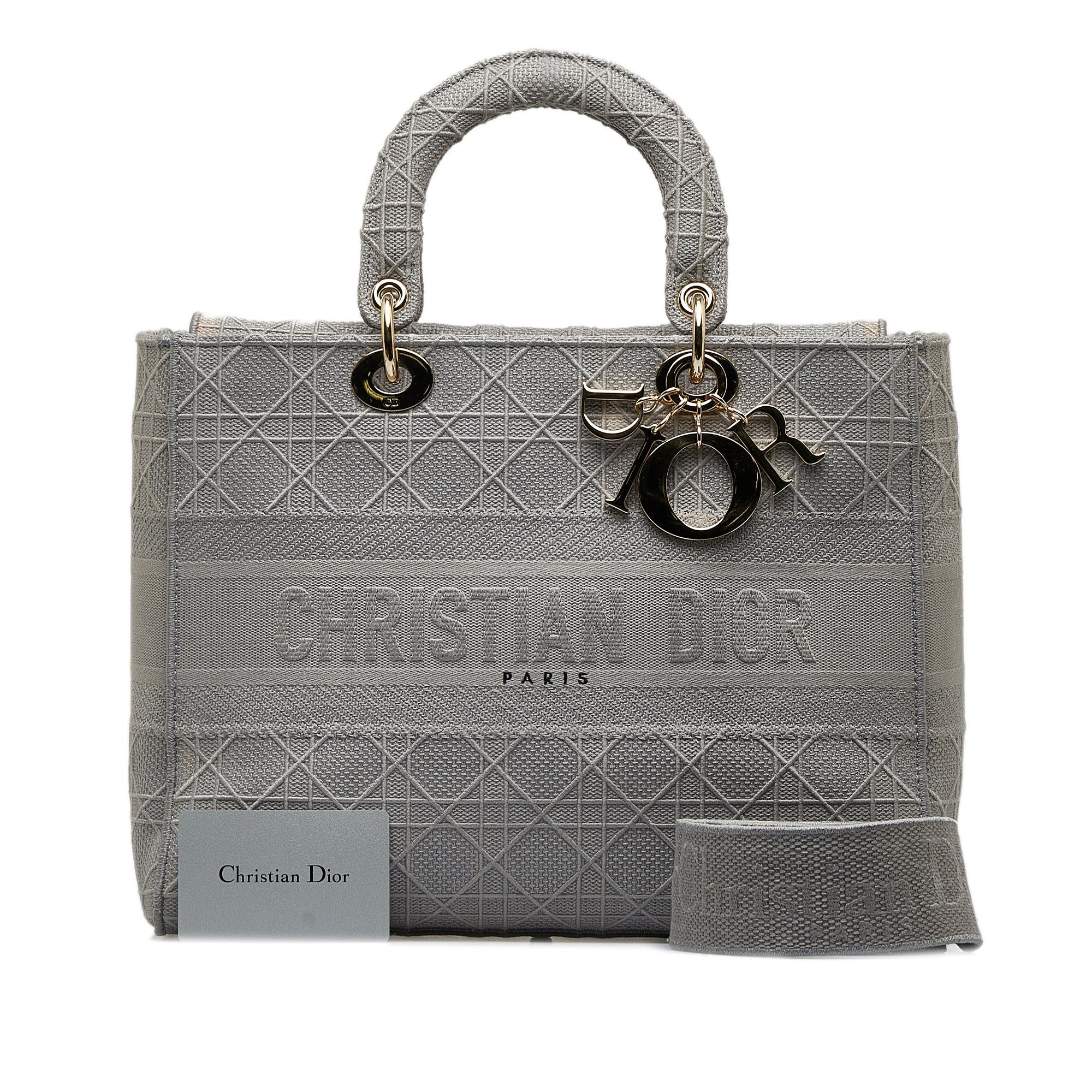 Dior Dior Large Canvas Cannage Lady D Lite Gray Size ONE SIZE - 11 Thumbnail