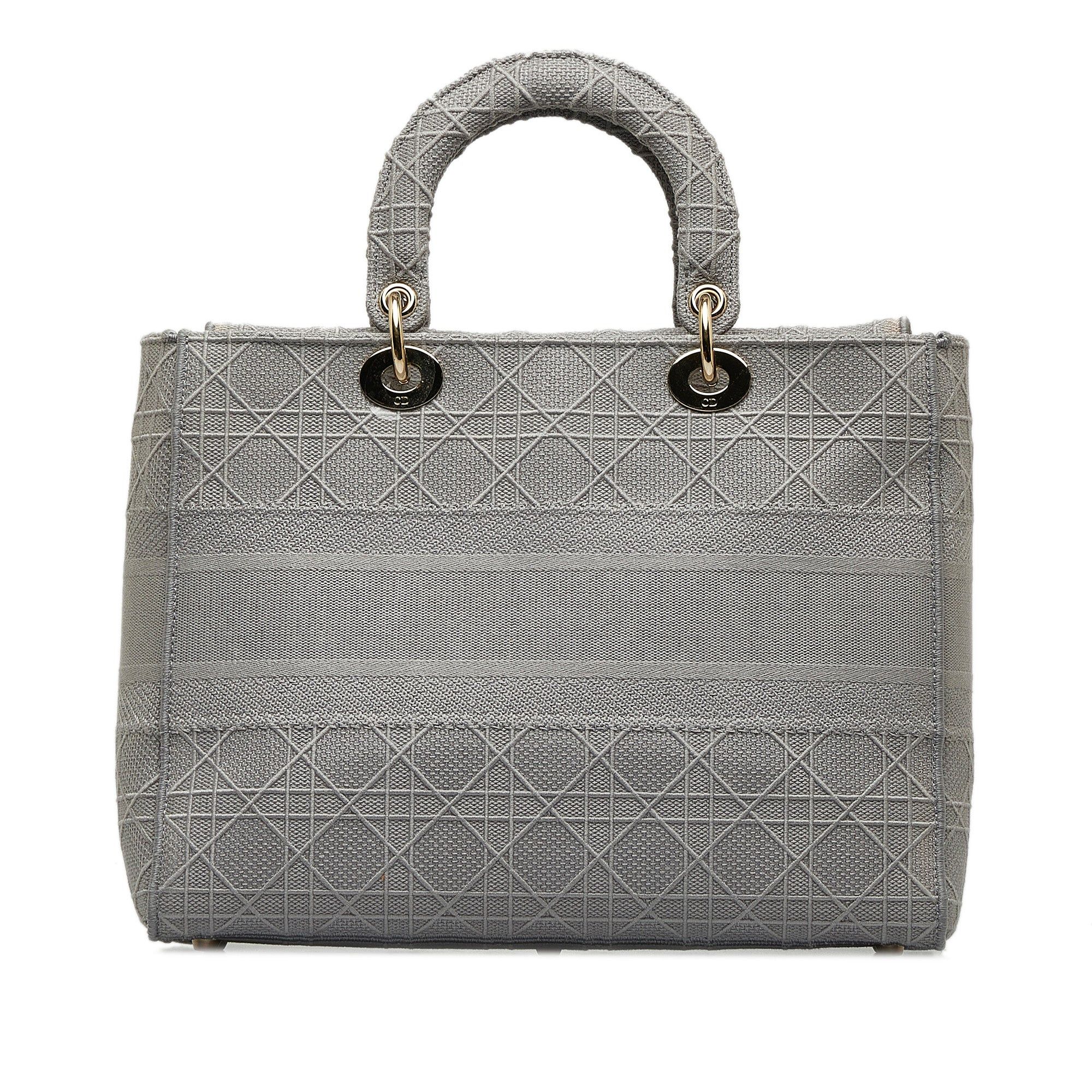 Dior Dior Large Canvas Cannage Lady D Lite Gray Size ONE SIZE - 3 Thumbnail