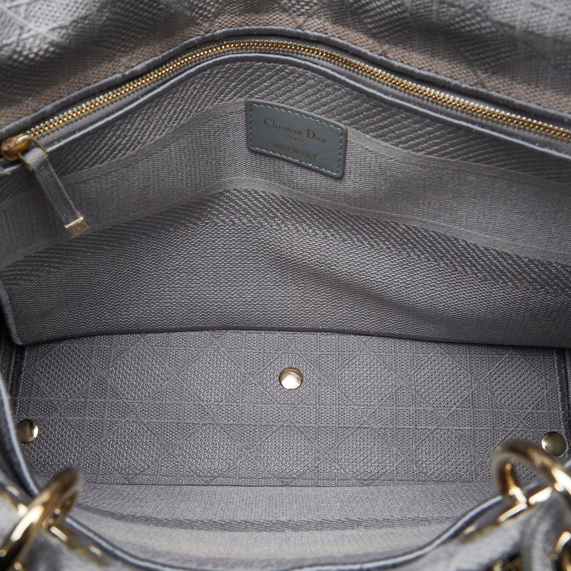 Dior Dior Large Canvas Cannage Lady D Lite Gray Size ONE SIZE - 5 Thumbnail