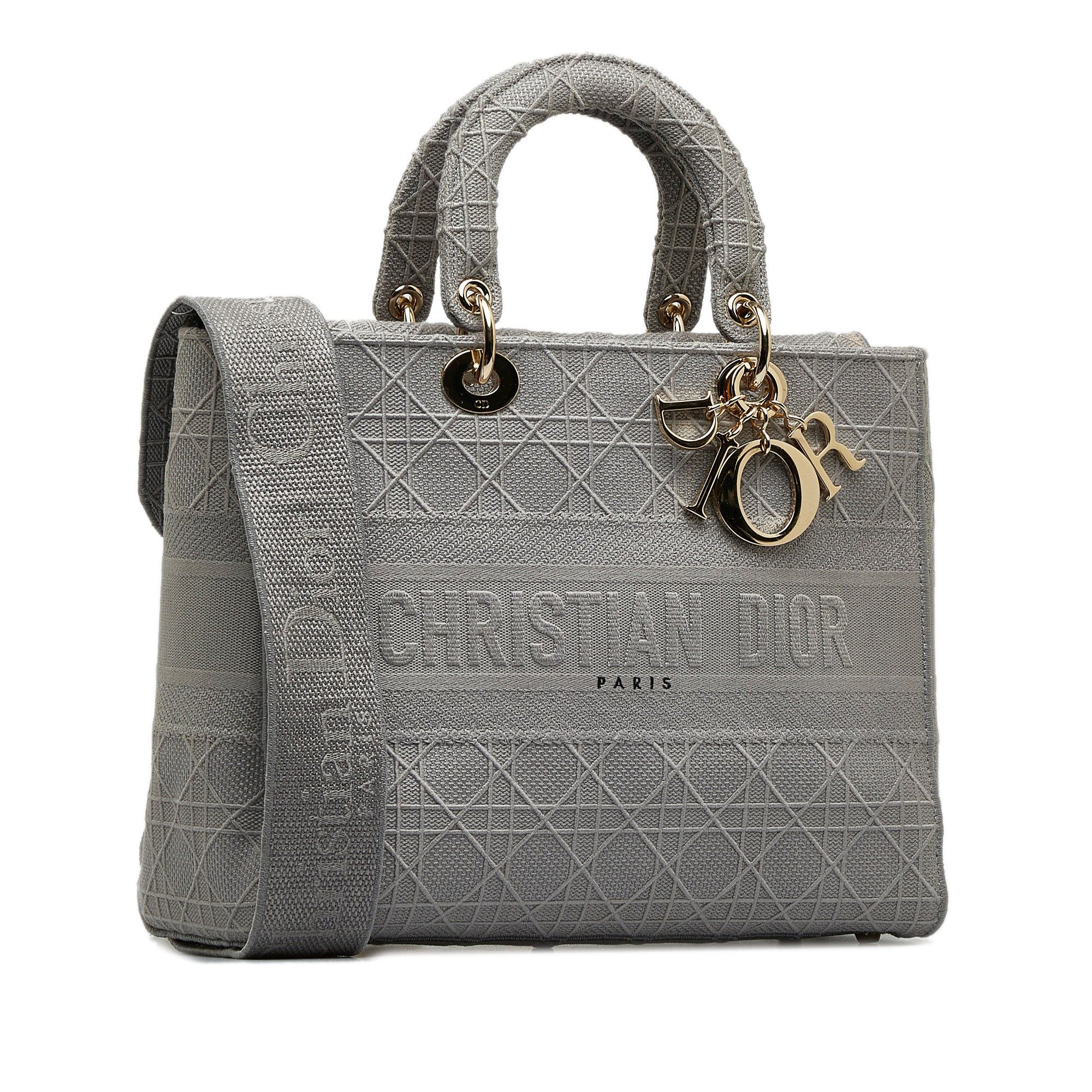 Dior Dior Large Canvas Cannage Lady D Lite Gray Size ONE SIZE - 2 Thumbnail