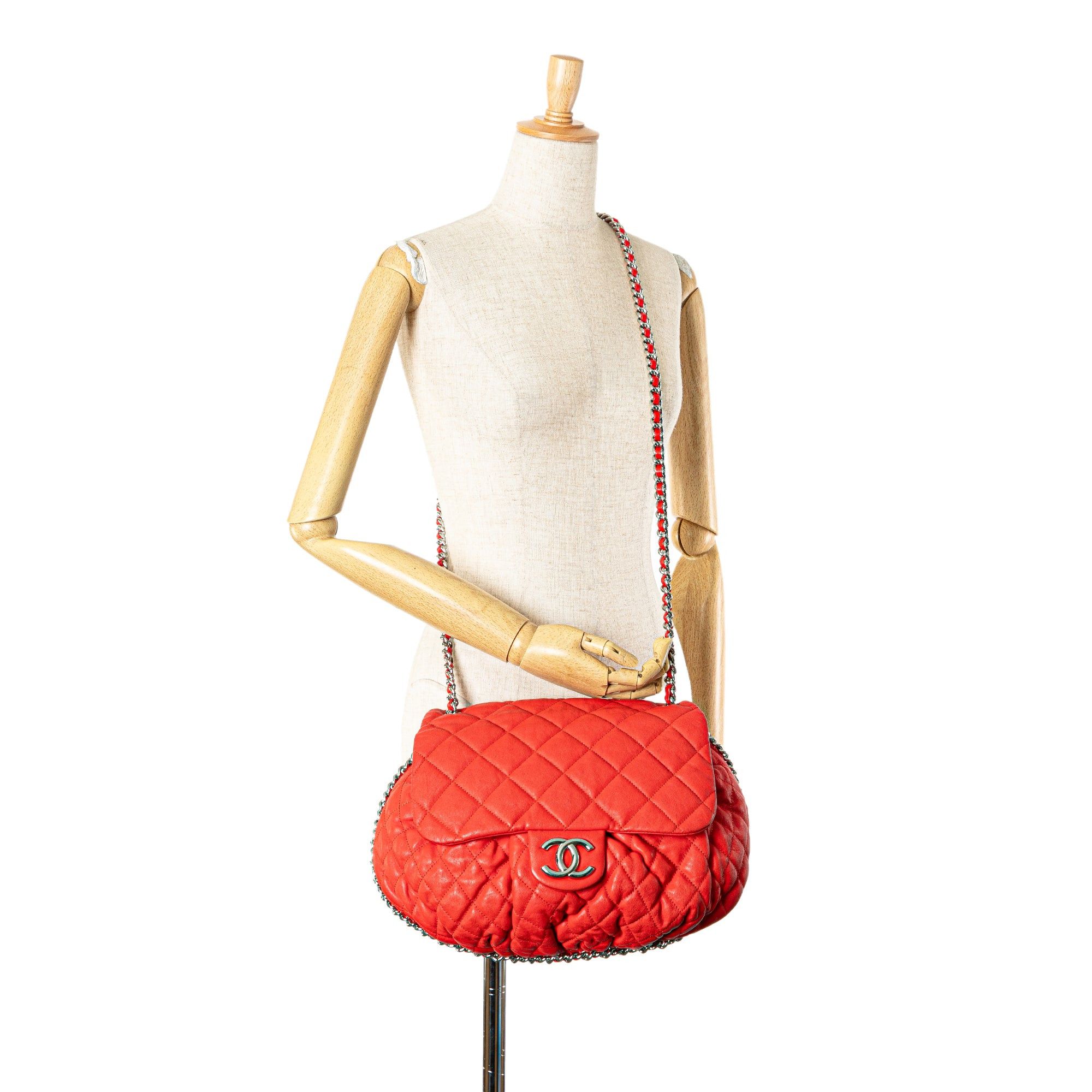 Chanel Chanel Large Quilted Lambskin Chain Around Flap Red Size ONE SIZE - 13 Thumbnail