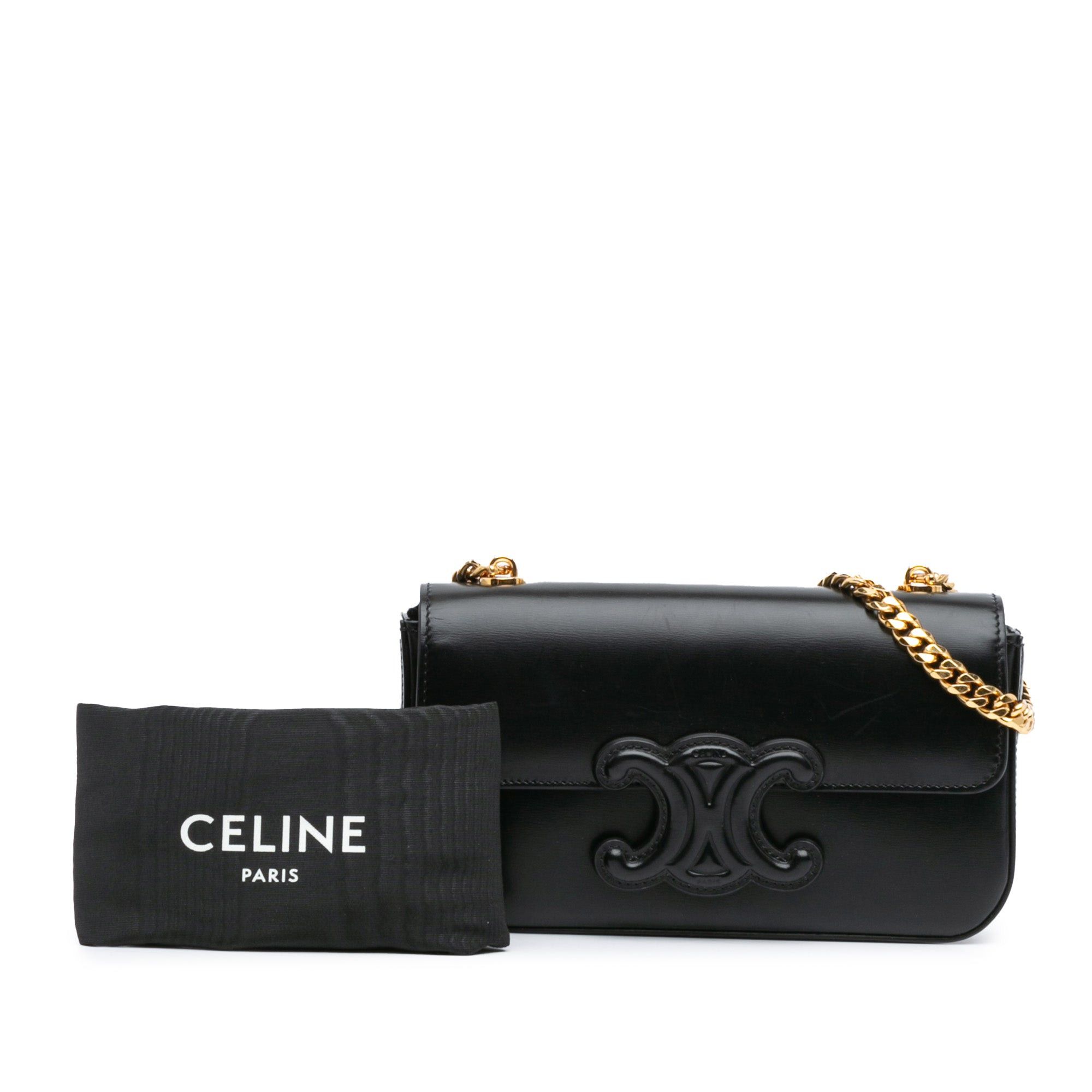 Celine Celine Shiny Calfskin Claude Chain Shoulder Bag Black Size ONE SIZE - 8 Thumbnail