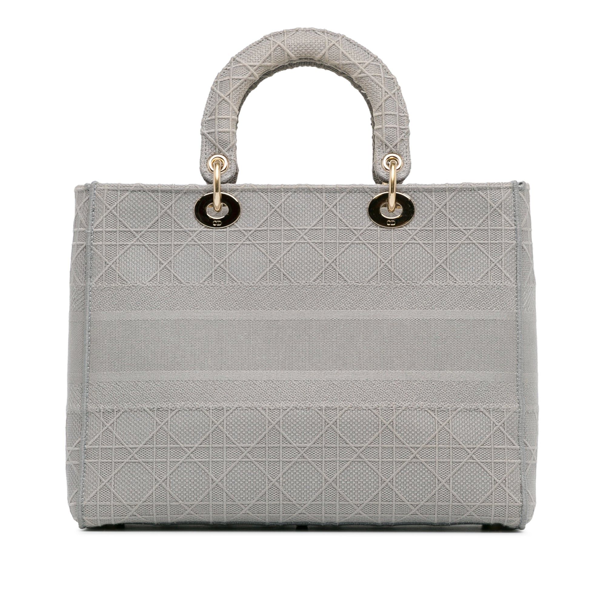 Dior Dior Large Canvas Cannage Lady D Lite Gray Size ONE SIZE - 3 Thumbnail