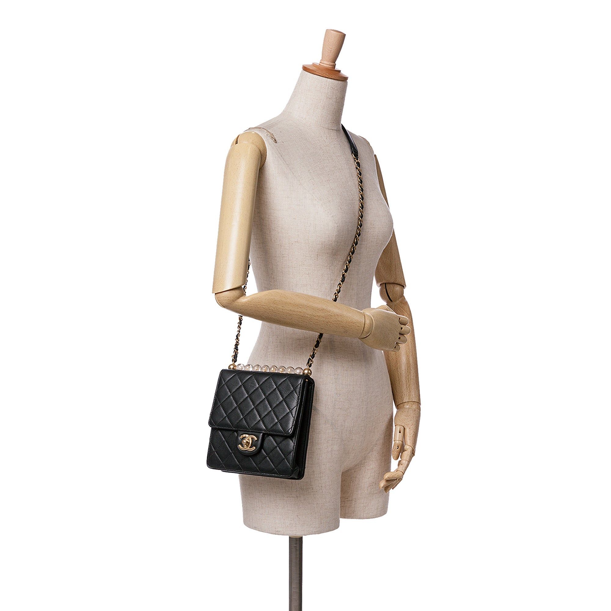 Chanel Chanel Quilted Goatskin Chic Pearls Flap Black Size ONE SIZE - 10 Thumbnail