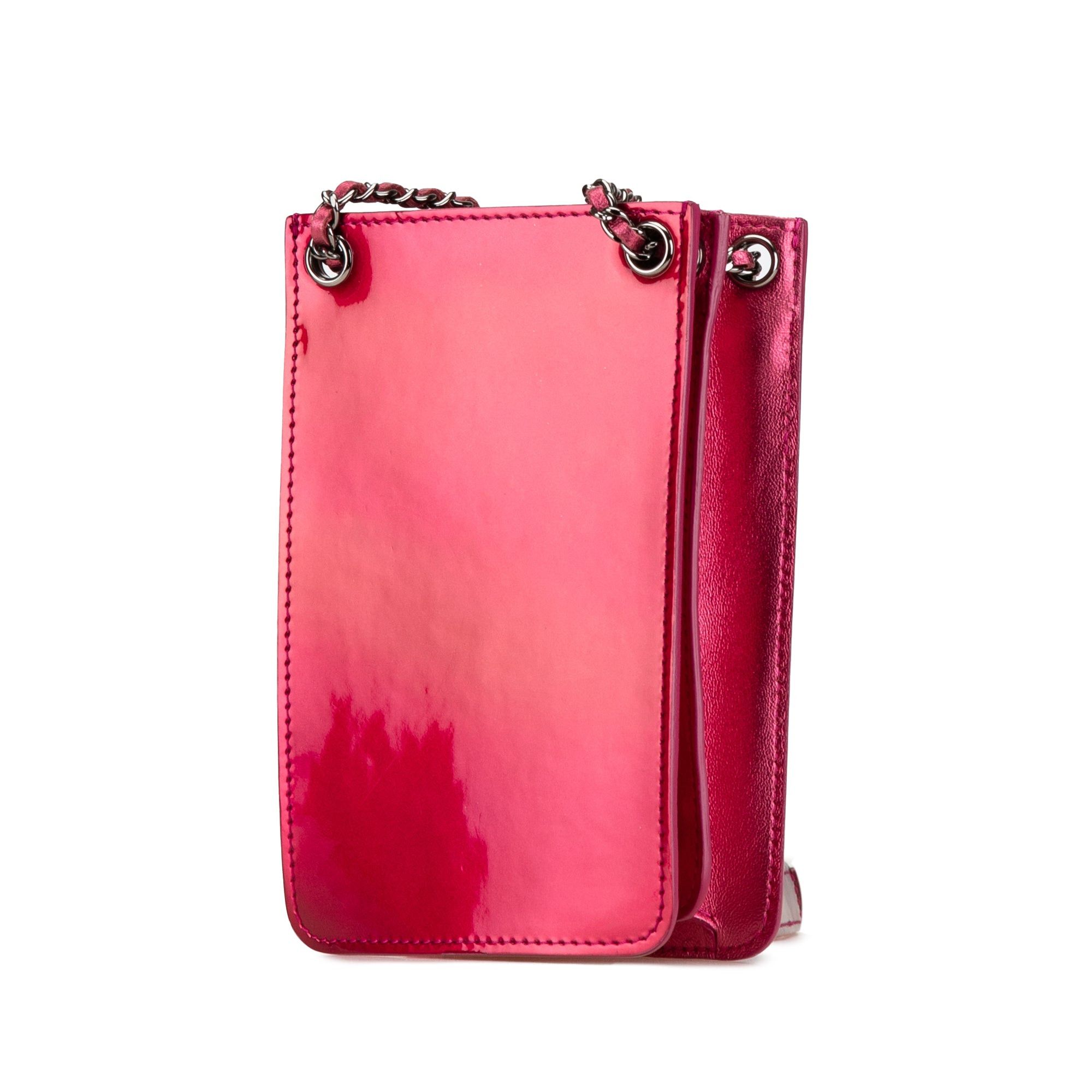 Chanel Chanel CC Patent Phone Holder Crossbody Pink Size ONE SIZE - 2 Thumbnail
