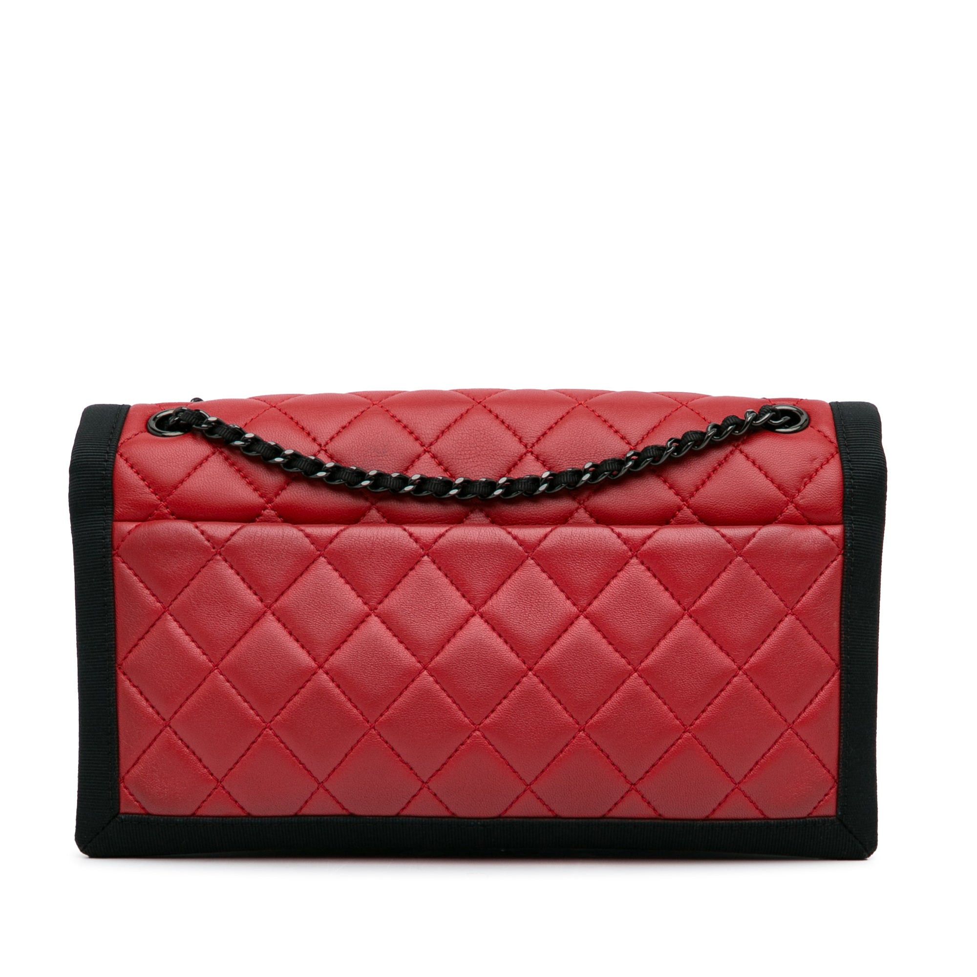 Chanel Chanel CC Grossgrain trim Lambskin Flap Shoulder Bag Red Size ONE SIZE - 4 Thumbnail