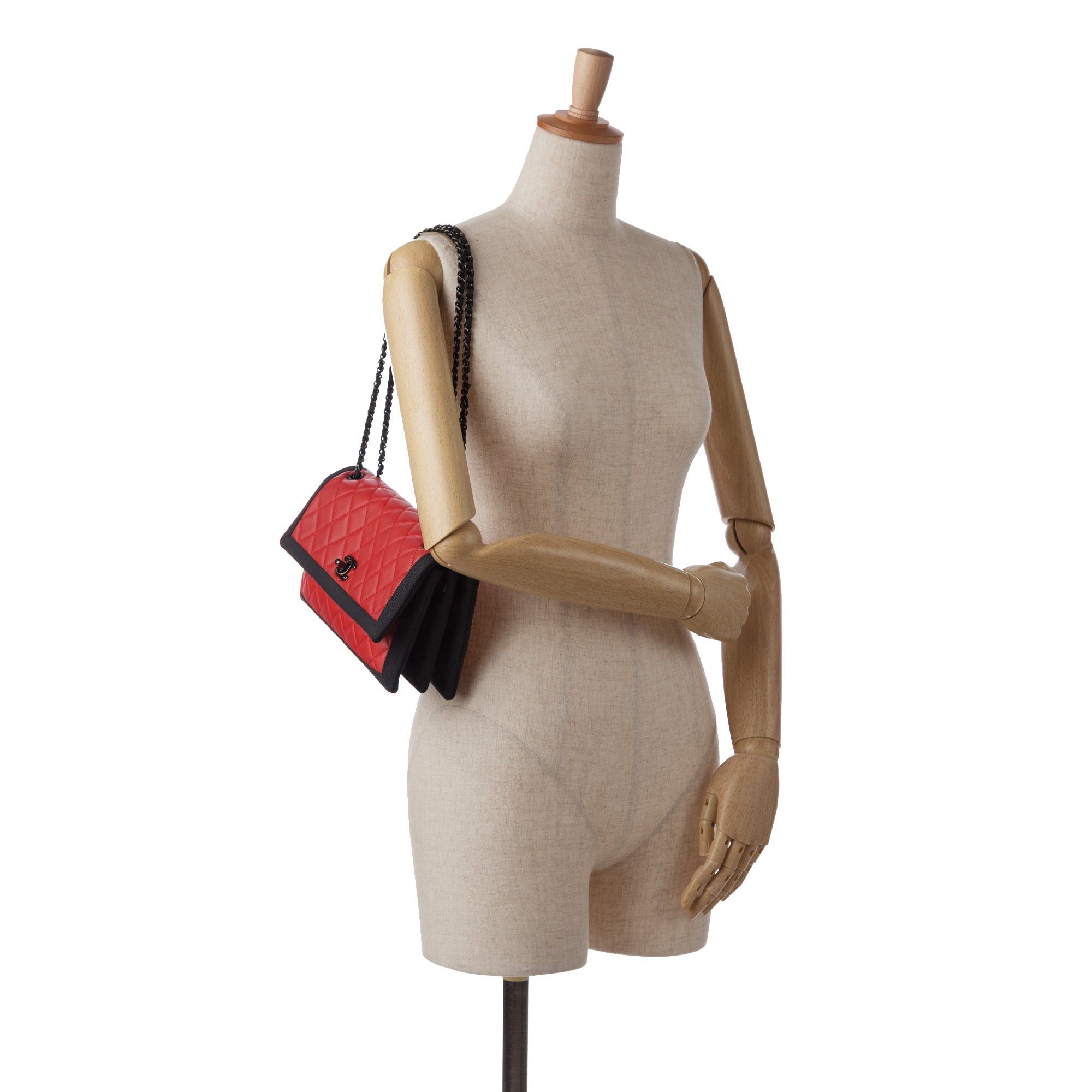 Chanel Chanel CC Grossgrain trim Lambskin Flap Shoulder Bag Red Size ONE SIZE - 12 Thumbnail