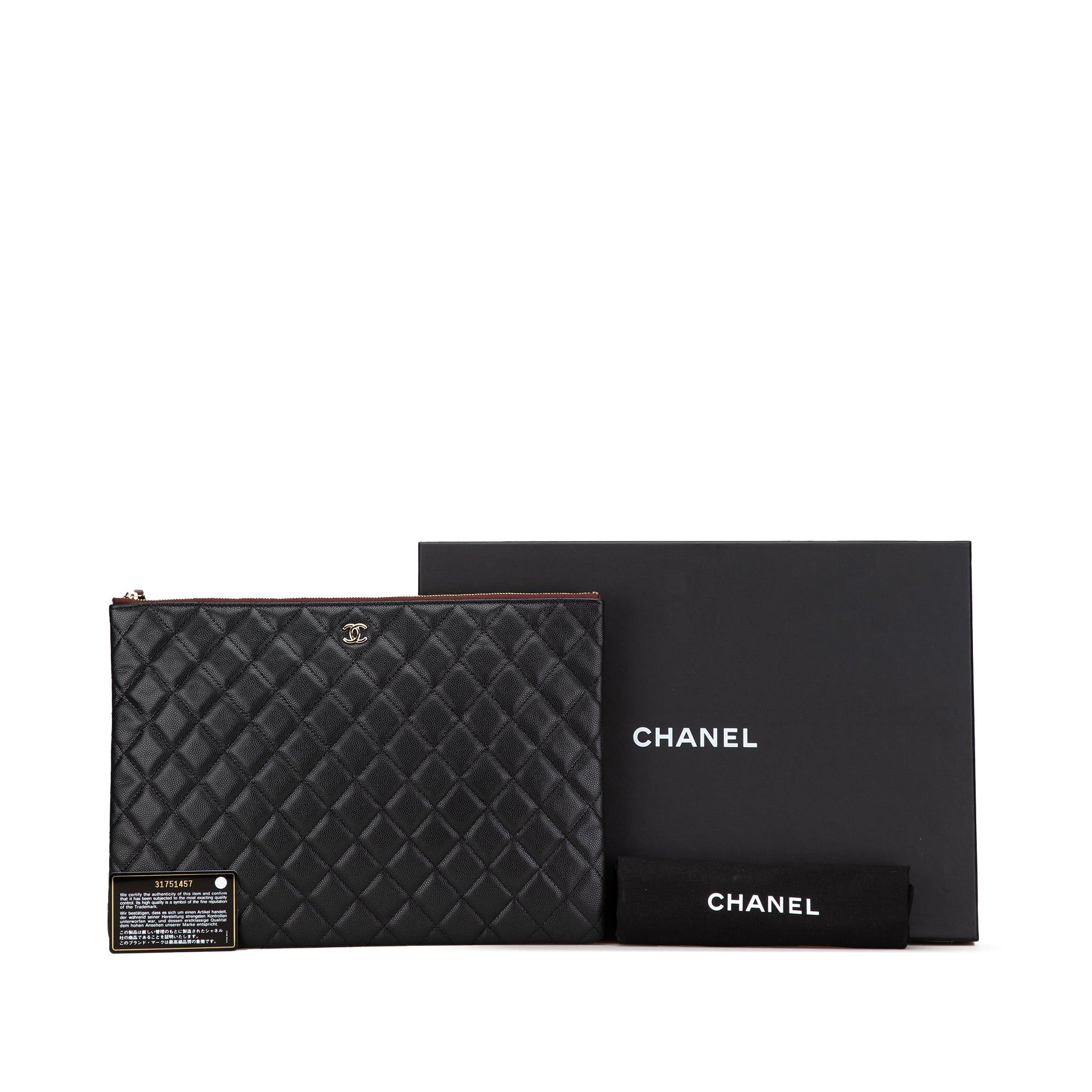 Chanel Chanel Large Quilted Caviar O Case Clutch Black Size ONE SIZE - 11 Thumbnail