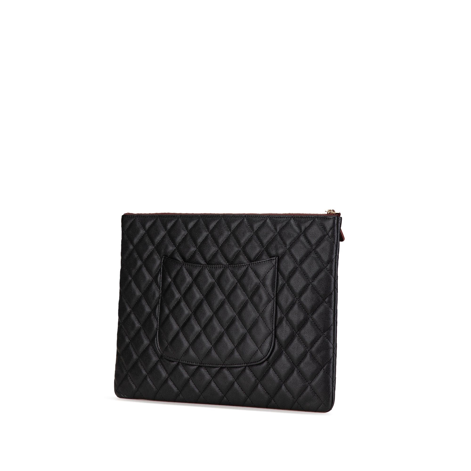Chanel Chanel Large Quilted Caviar O Case Clutch Black Size ONE SIZE - 2 Thumbnail