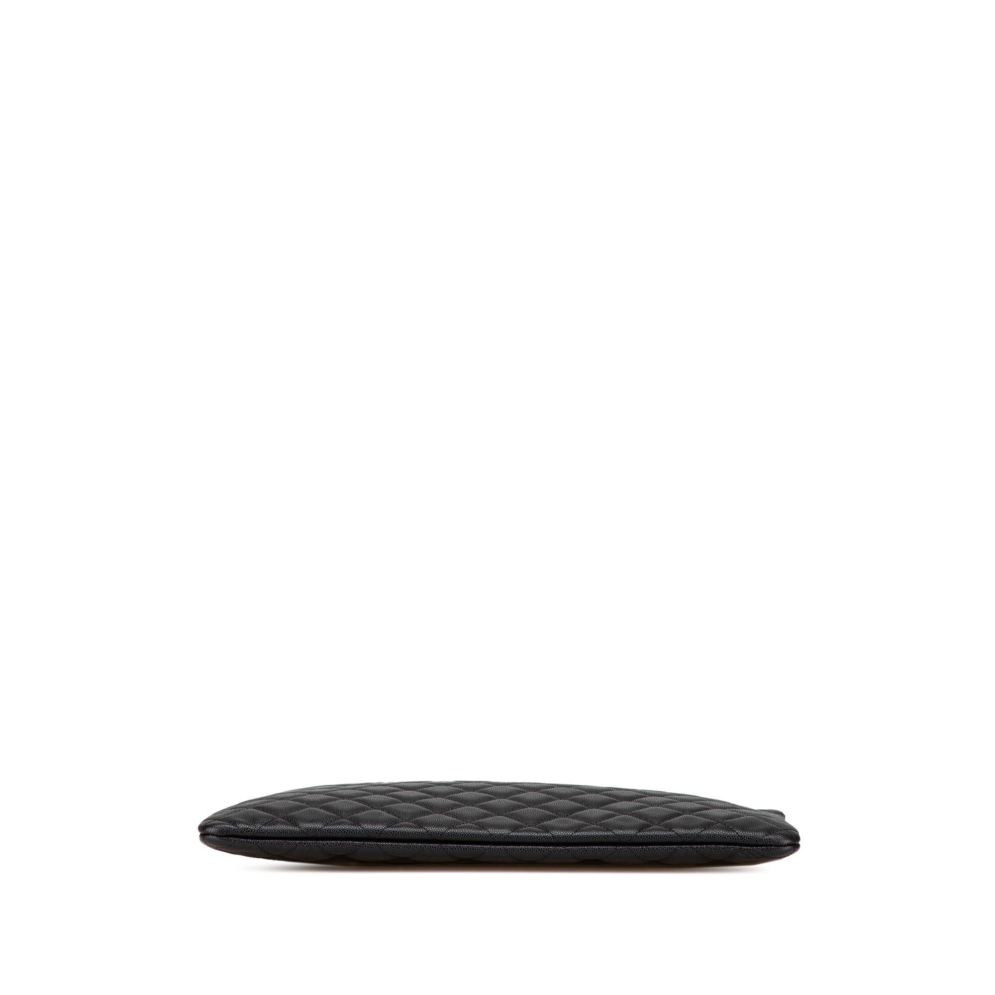Chanel Chanel Large Quilted Caviar O Case Clutch Black Size ONE SIZE - 3 Thumbnail