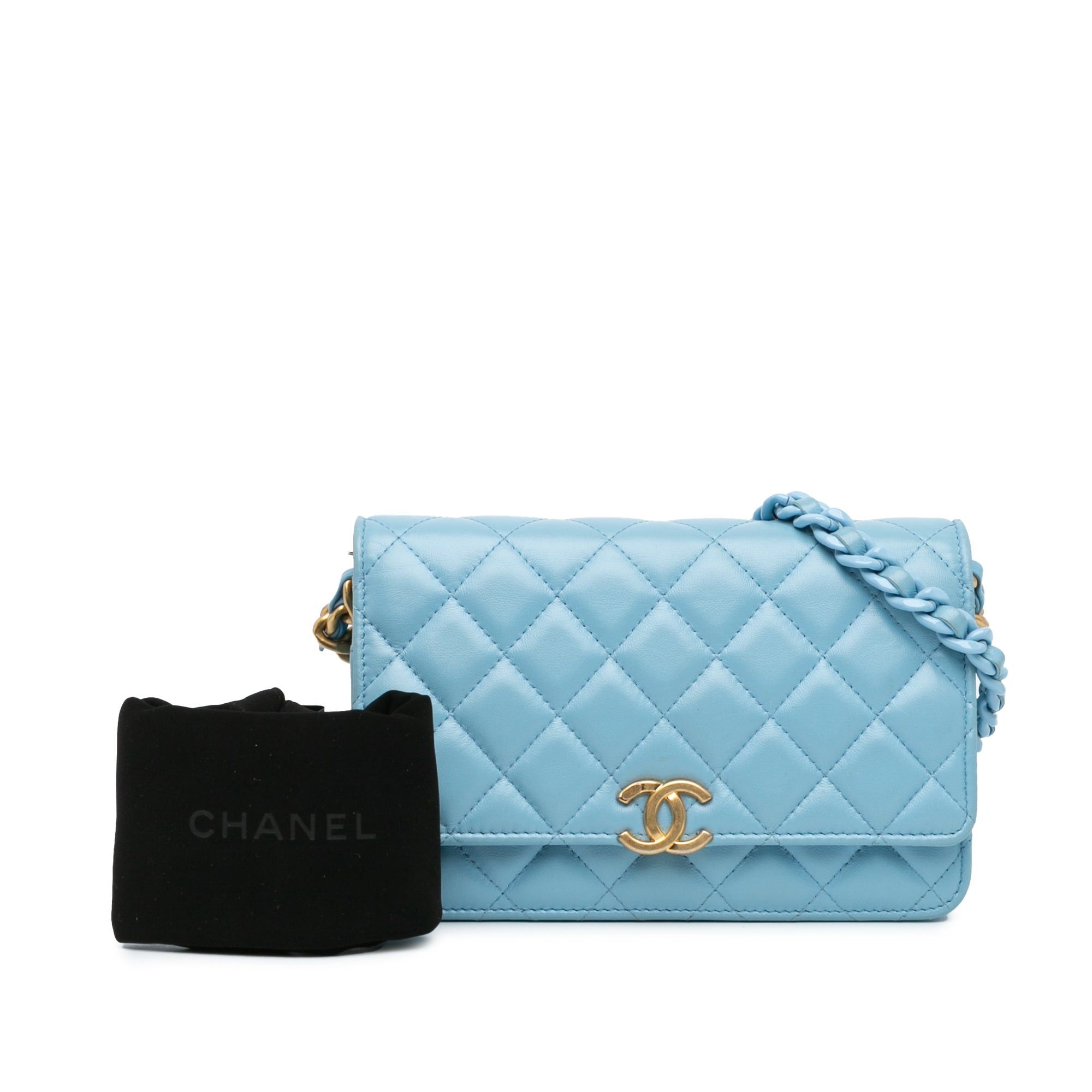 Chanel Chanel Quilted Lambskin Candy Chain Wallet on Chain Blue Size ONE SIZE - 9 Thumbnail