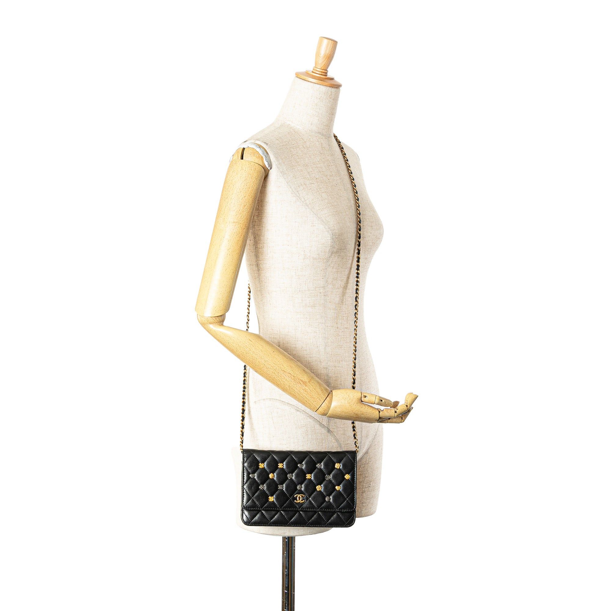 Chanel Chanel Quilted Studded Lambskin 18K Lucky Charms Wallet On Chain Black Size ONE SIZE - 13 Thumbnail