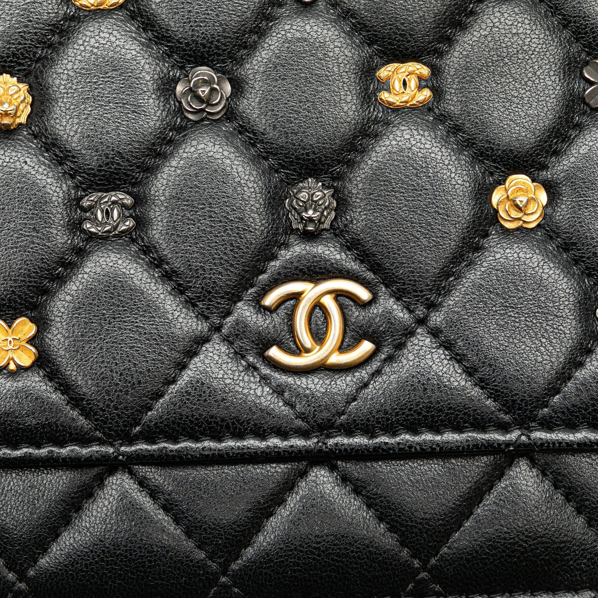 Chanel Chanel Quilted Studded Lambskin 18K Lucky Charms Wallet On Chain Black Size ONE SIZE - 10 Thumbnail