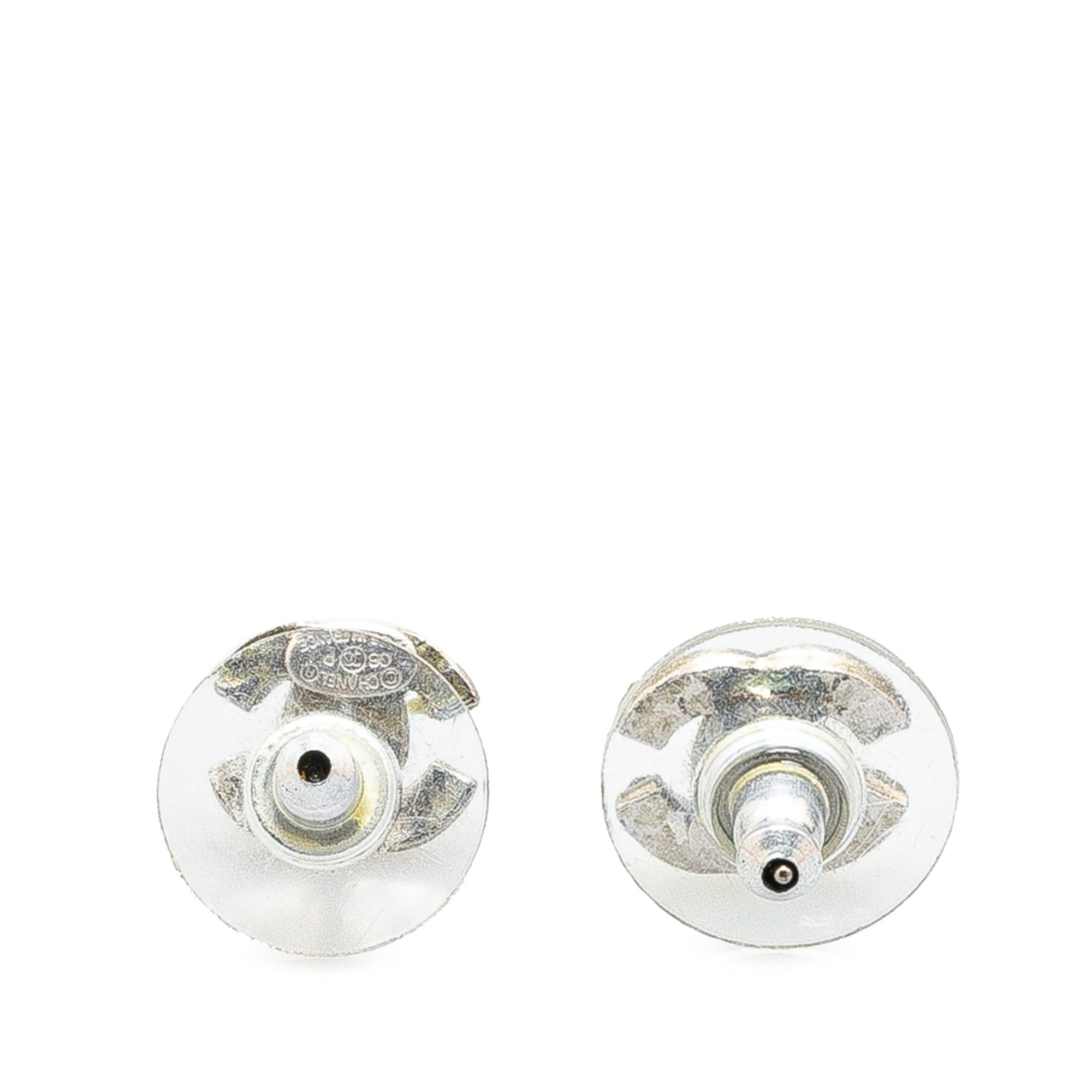 Chanel Chanel Silver Rhinestone CC Push Back Earrings Silver Size ONE SIZE - 2 Thumbnail