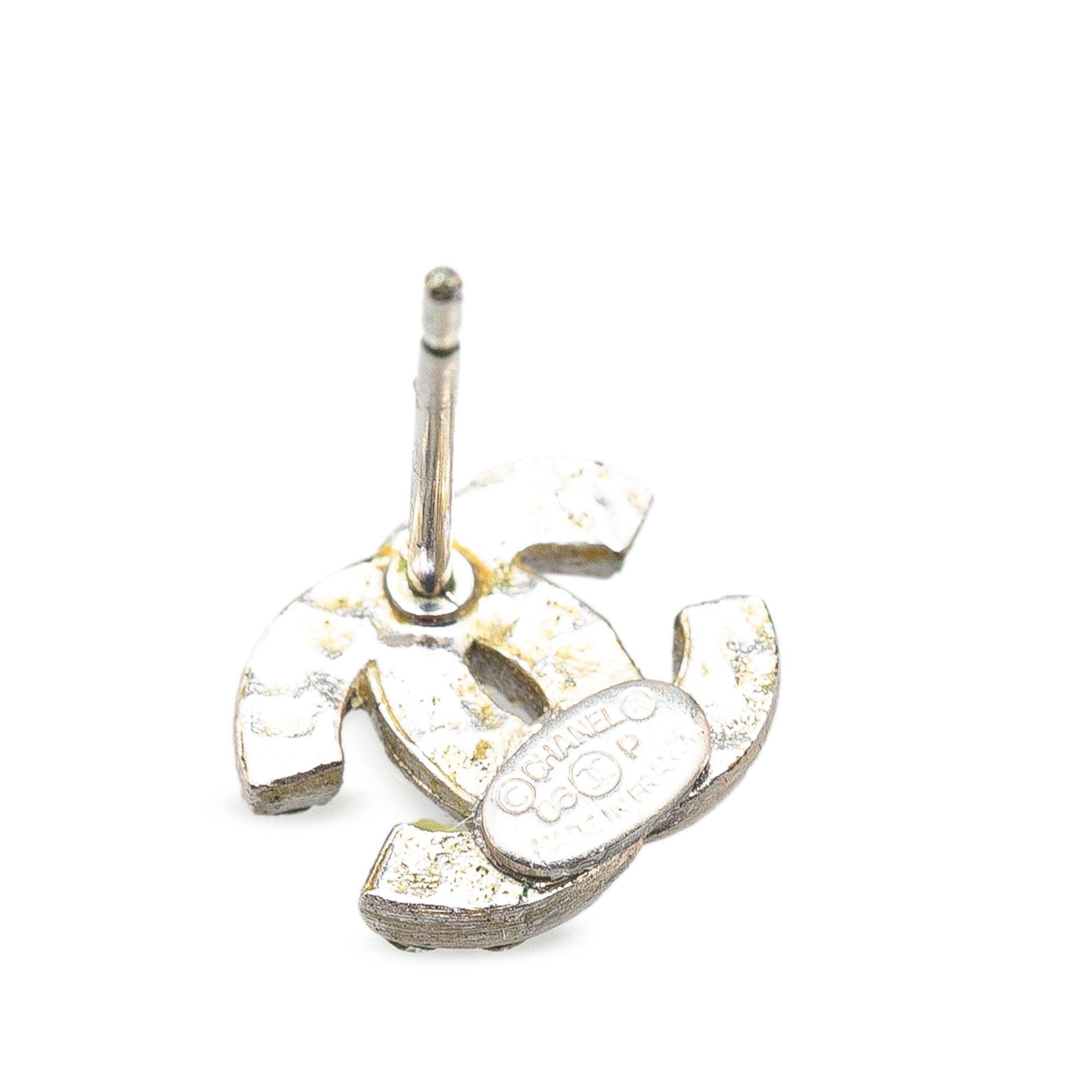 Chanel Chanel Silver Rhinestone CC Push Back Earrings Silver Size ONE SIZE - 3 Thumbnail