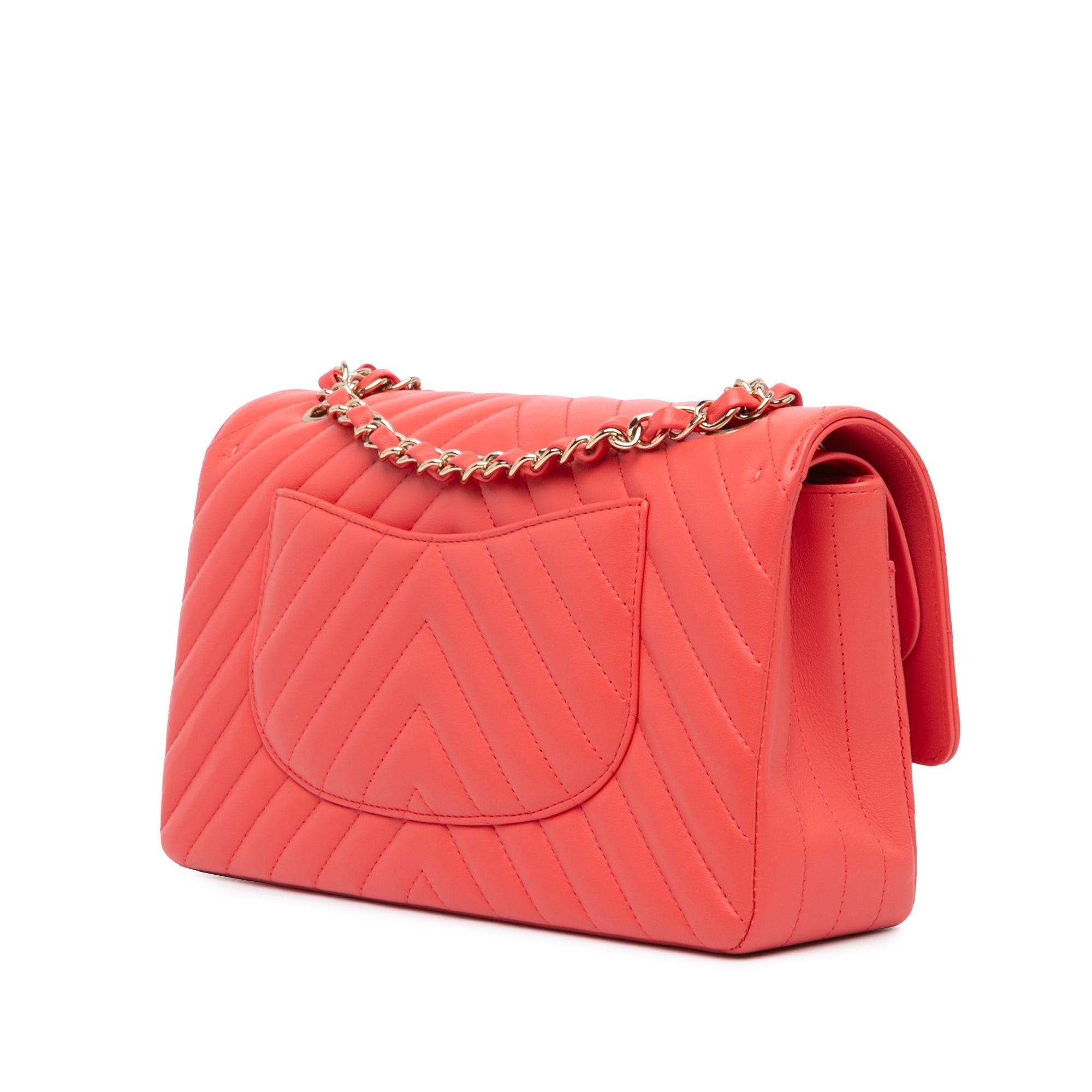 Chanel Chanel Medium Classic Chevron Lambskin Double Flap Red Size ONE SIZE - 2 Thumbnail