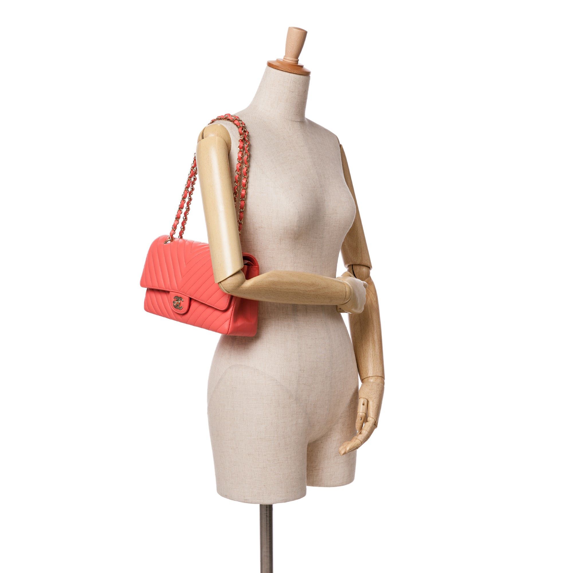 Chanel Chanel Medium Classic Chevron Lambskin Double Flap Red Size ONE SIZE - 9 Thumbnail