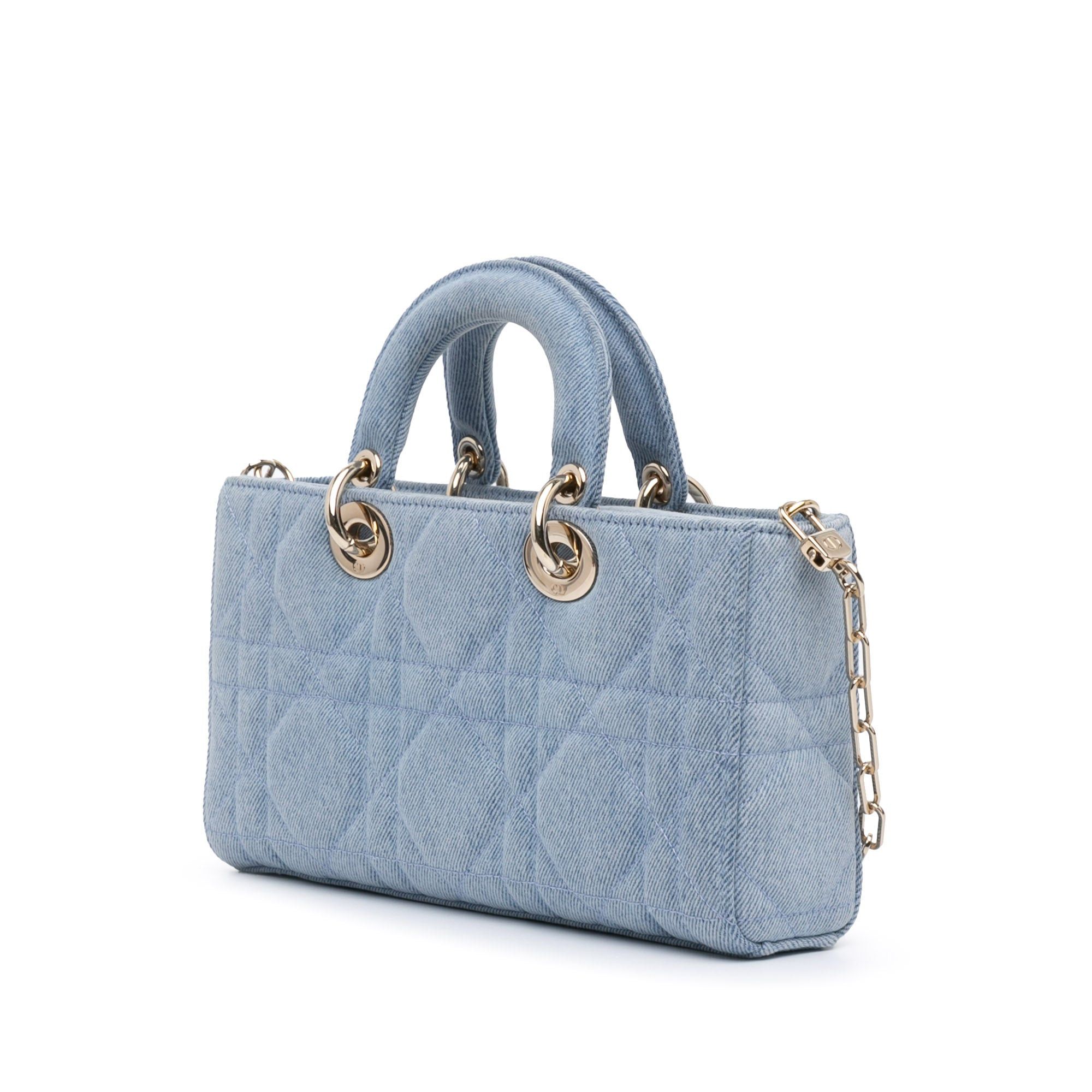Dior Dior Medium Denim Macrocannage Lady D Joy Satchel Blue Size ONE SIZE - 2 Thumbnail