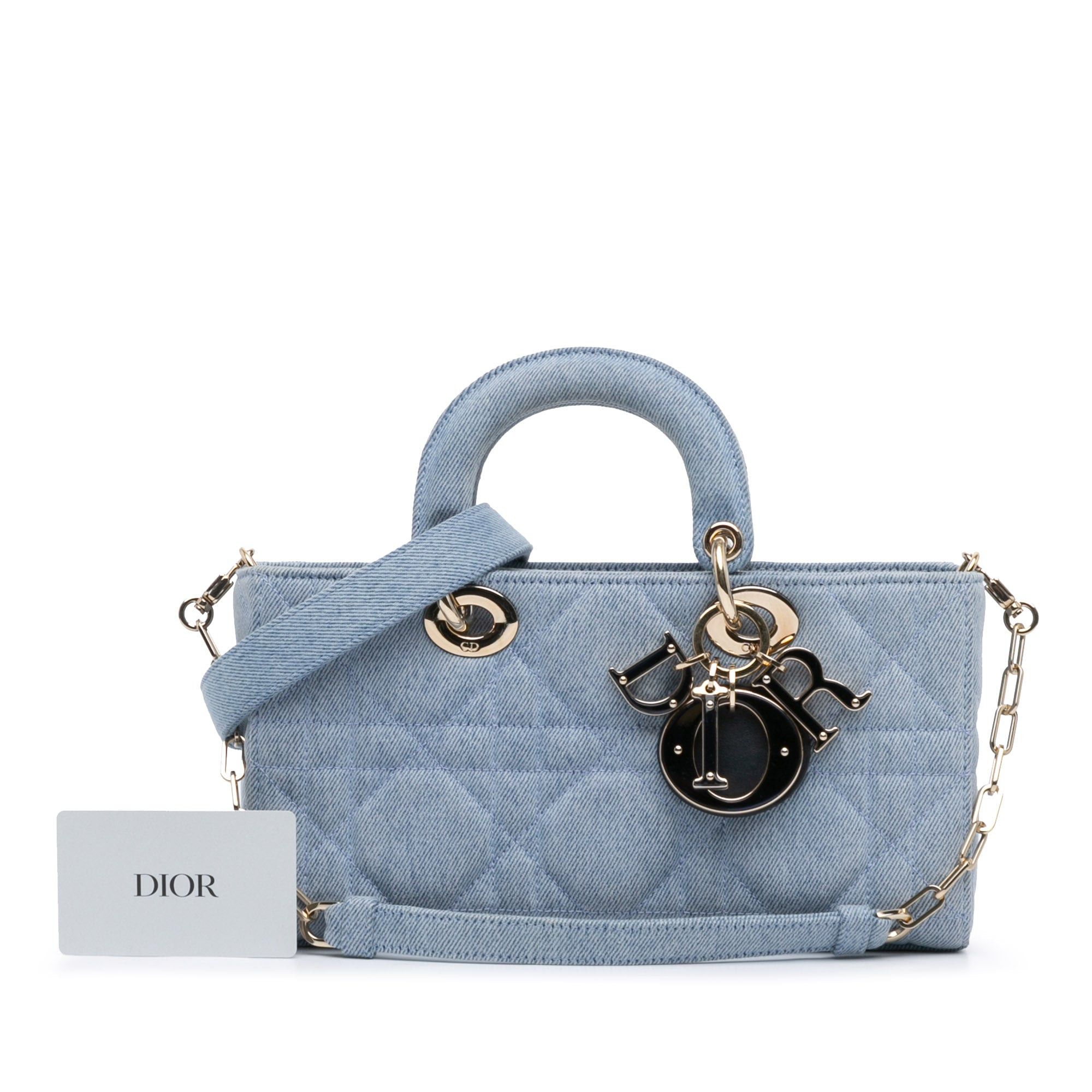 Dior Dior Medium Denim Macrocannage Lady D Joy Satchel Blue Size ONE SIZE - 8 Thumbnail