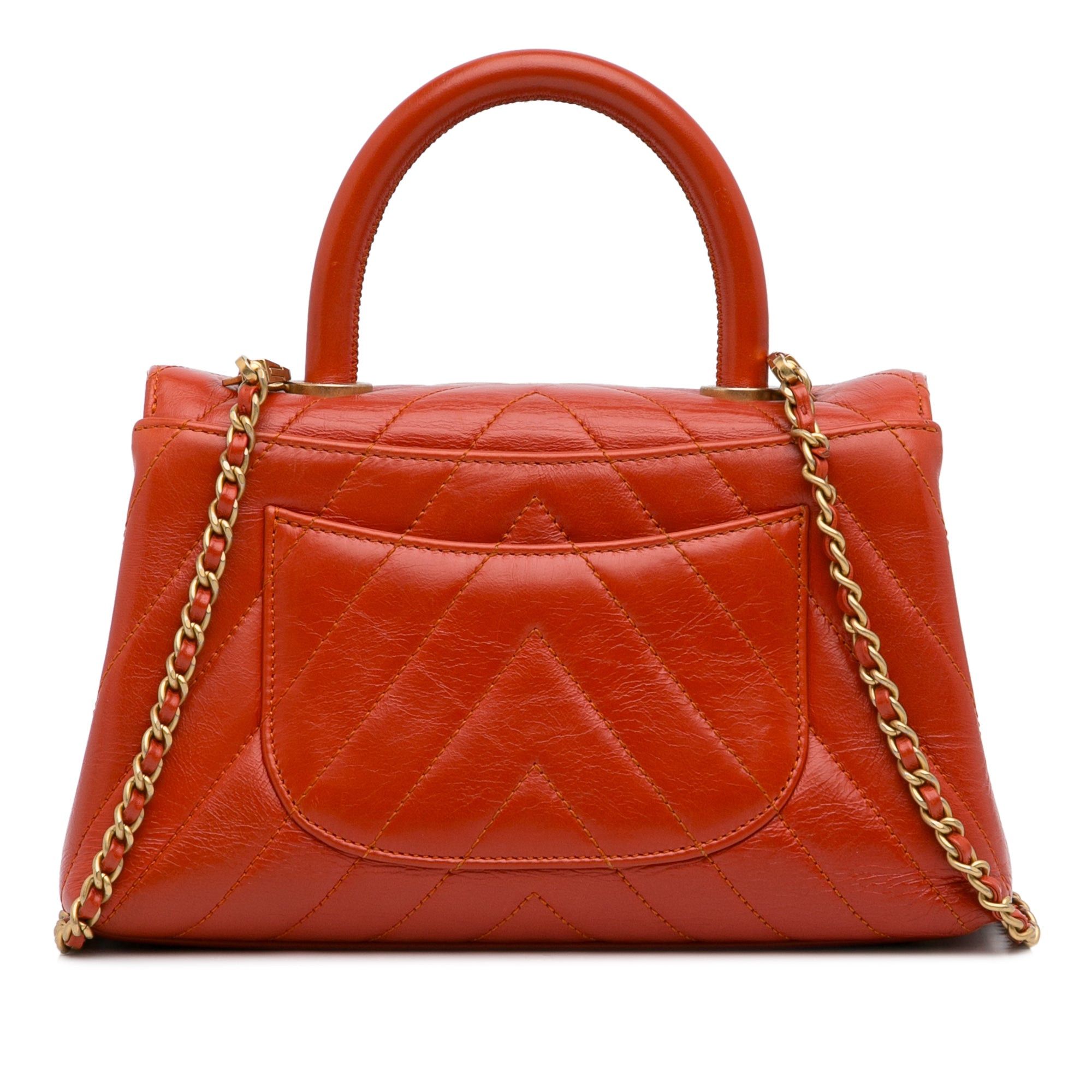 Chanel Chanel Small Lambskin Chevron Coco Top Handle Bag Red Size ONE SIZE - 3 Thumbnail