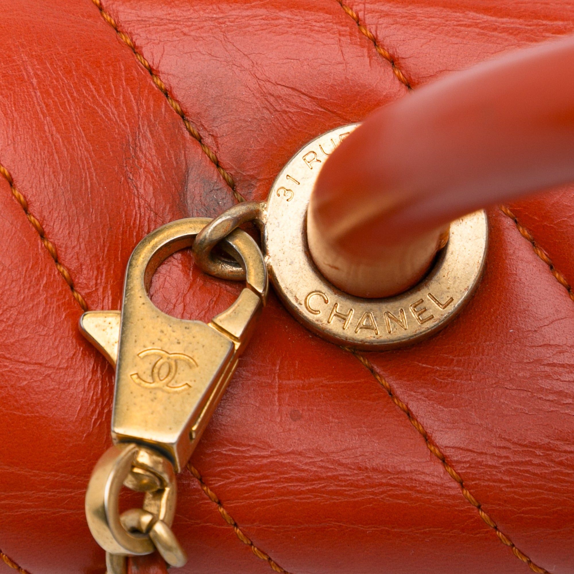 Chanel Chanel Small Lambskin Chevron Coco Top Handle Bag Red Size ONE SIZE - 15 Thumbnail
