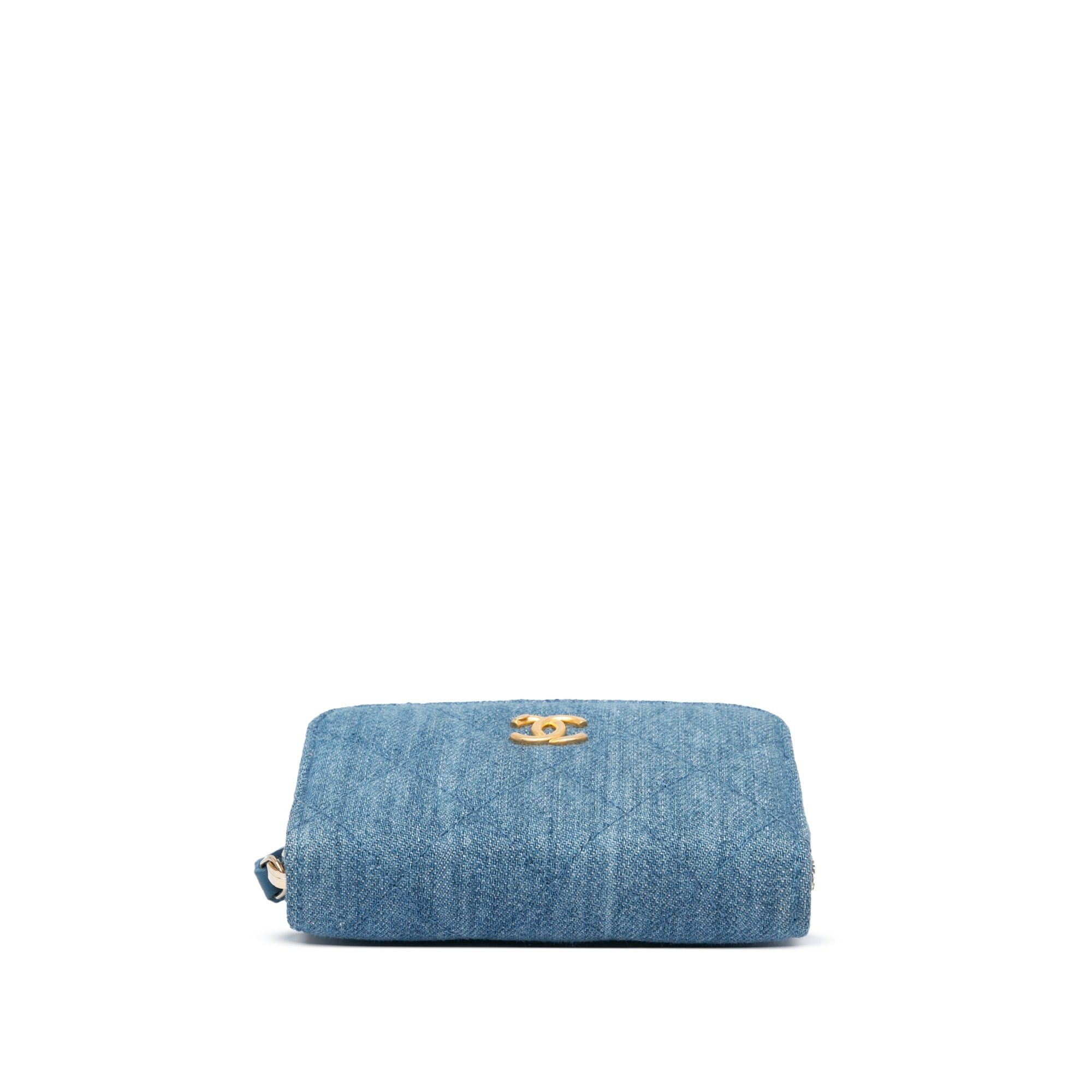 Chanel Chanel Mini Denim Pearl Crush Card Holder On Chain Blue Size ONE SIZE - 3 Thumbnail
