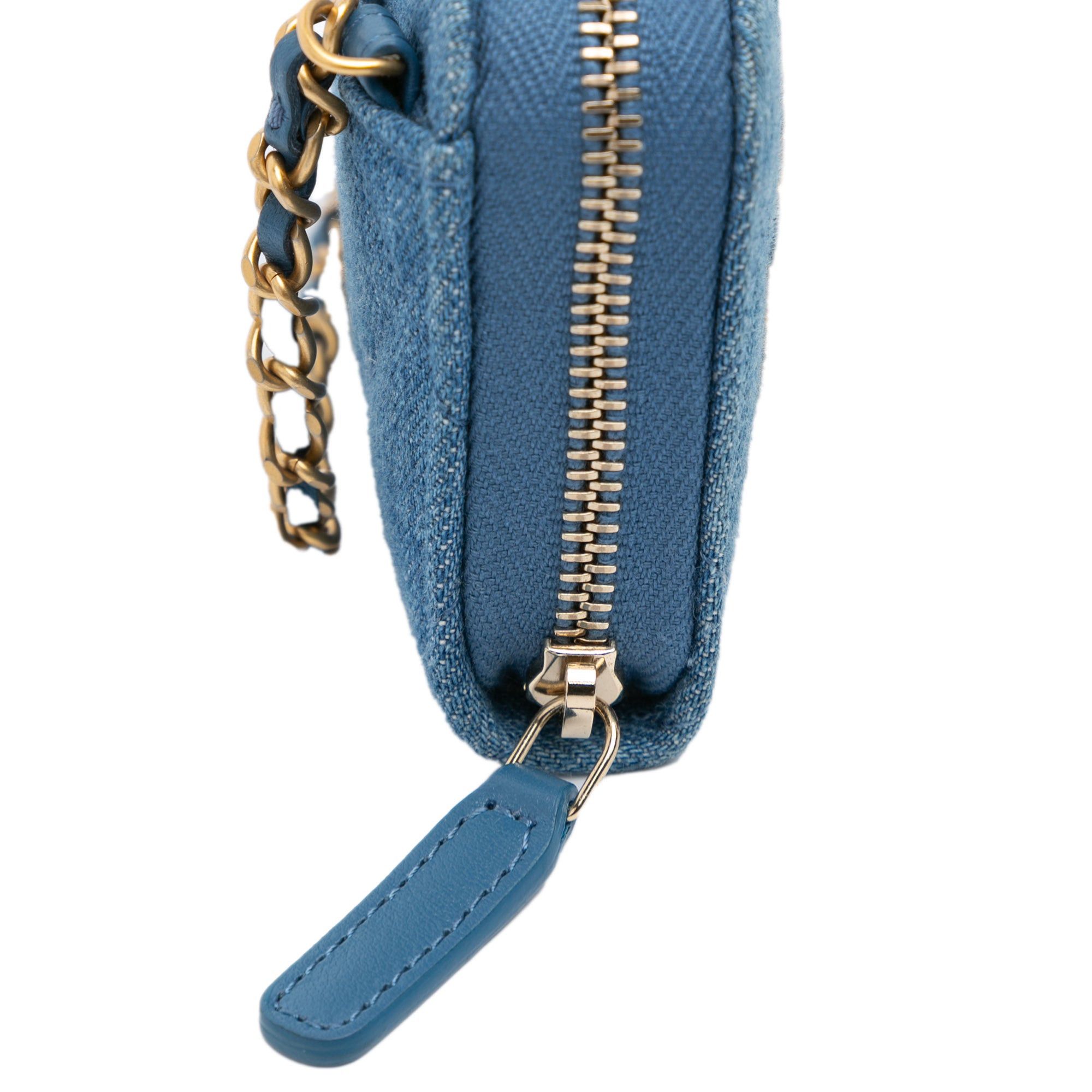Chanel Chanel Mini Denim Pearl Crush Card Holder On Chain Blue Size ONE SIZE - 7 Thumbnail