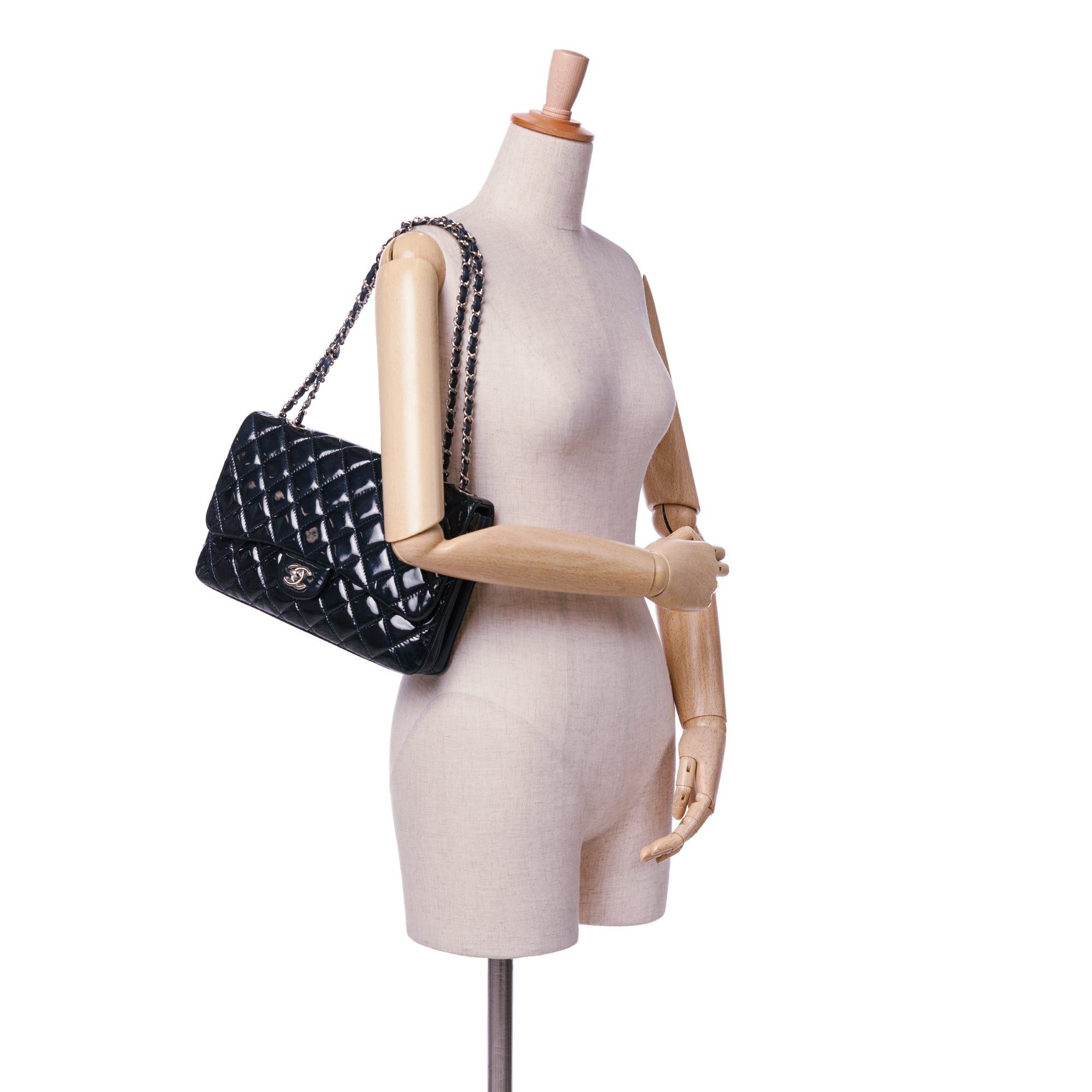 Chanel Chanel Jumbo Patent 3 Accordion Flap Blue Size ONE SIZE - 10 Thumbnail