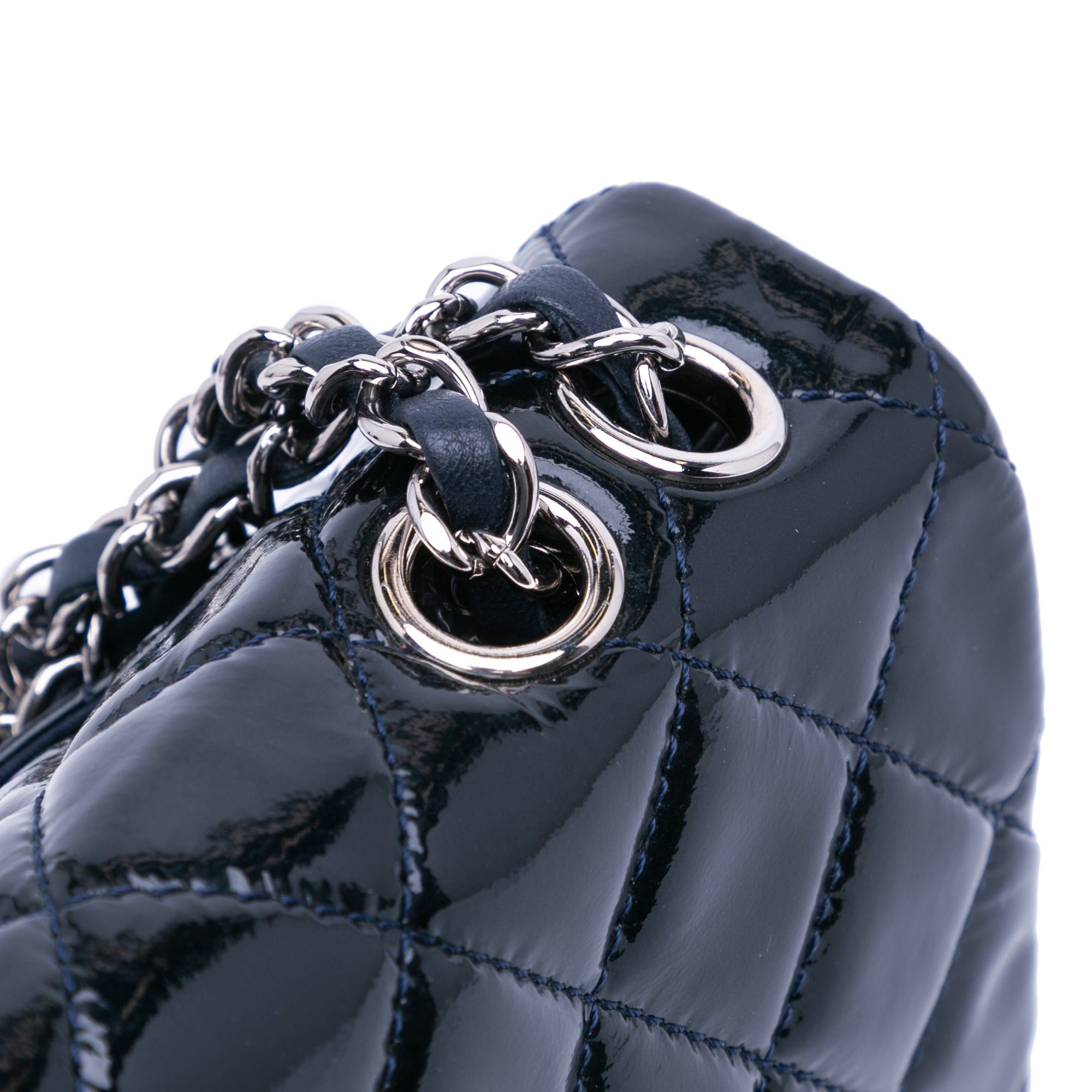 Chanel Chanel Jumbo Patent 3 Accordion Flap Blue Size ONE SIZE - 9 Thumbnail