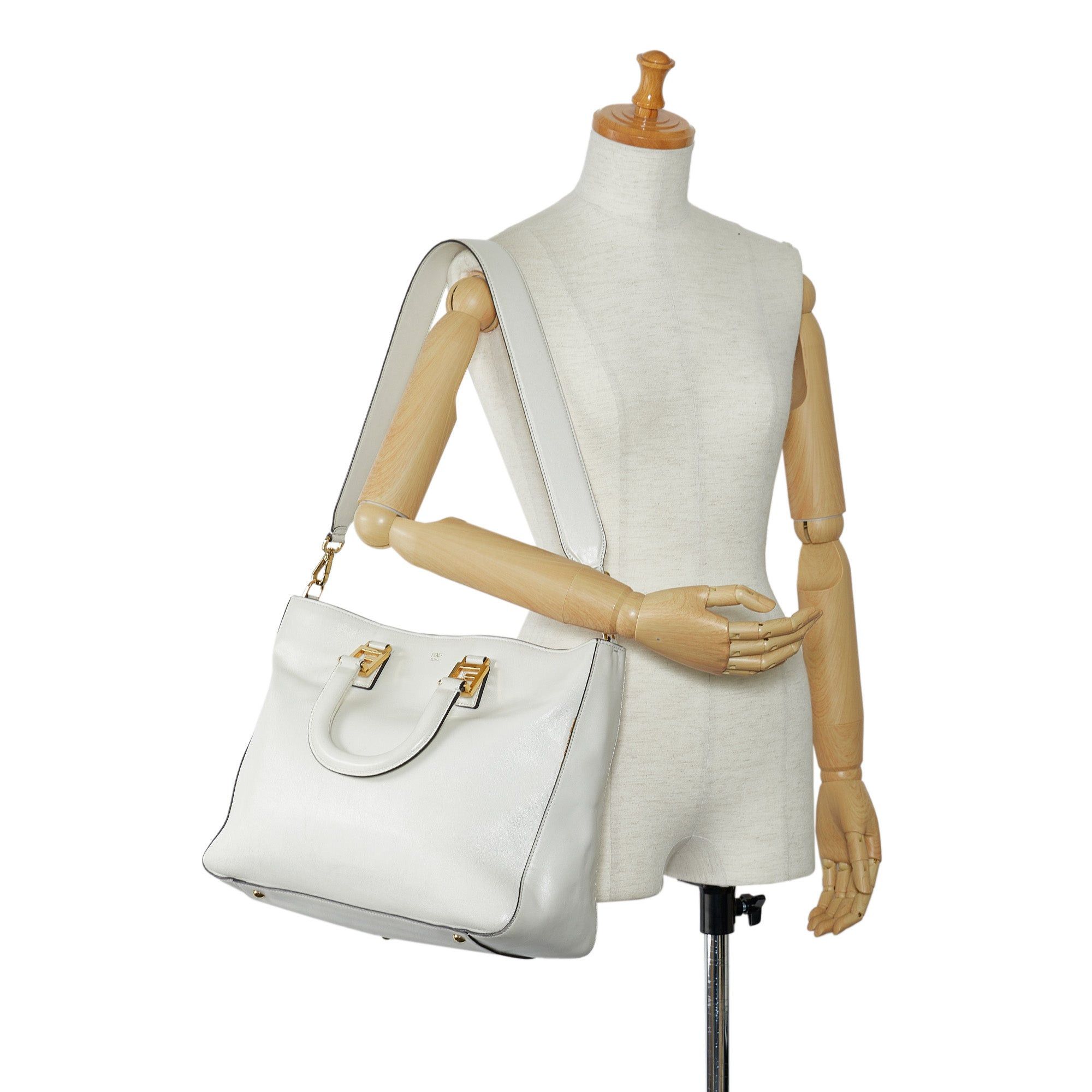 Fendi Fendi Medium Glacier FF Tote White Size ONE SIZE - 17 Thumbnail