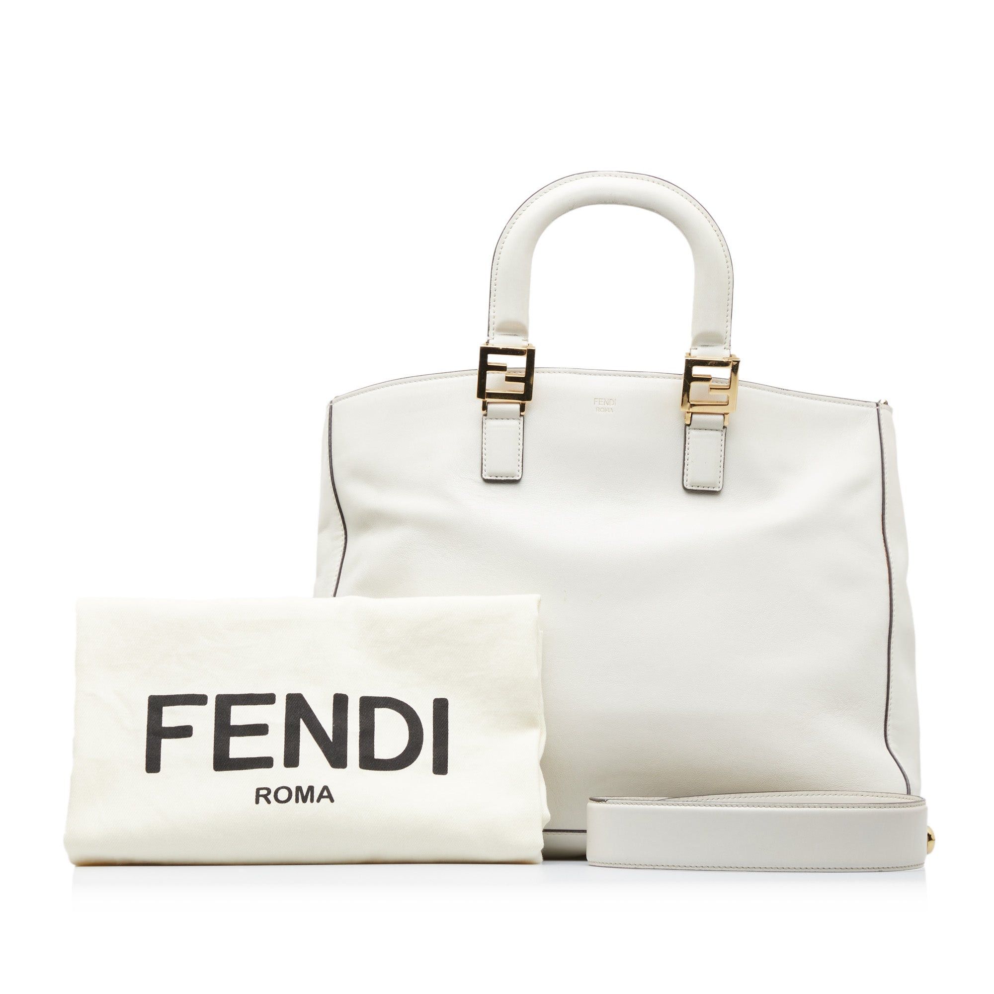 Fendi Fendi Medium Glacier FF Tote White Size ONE SIZE - 18 Thumbnail