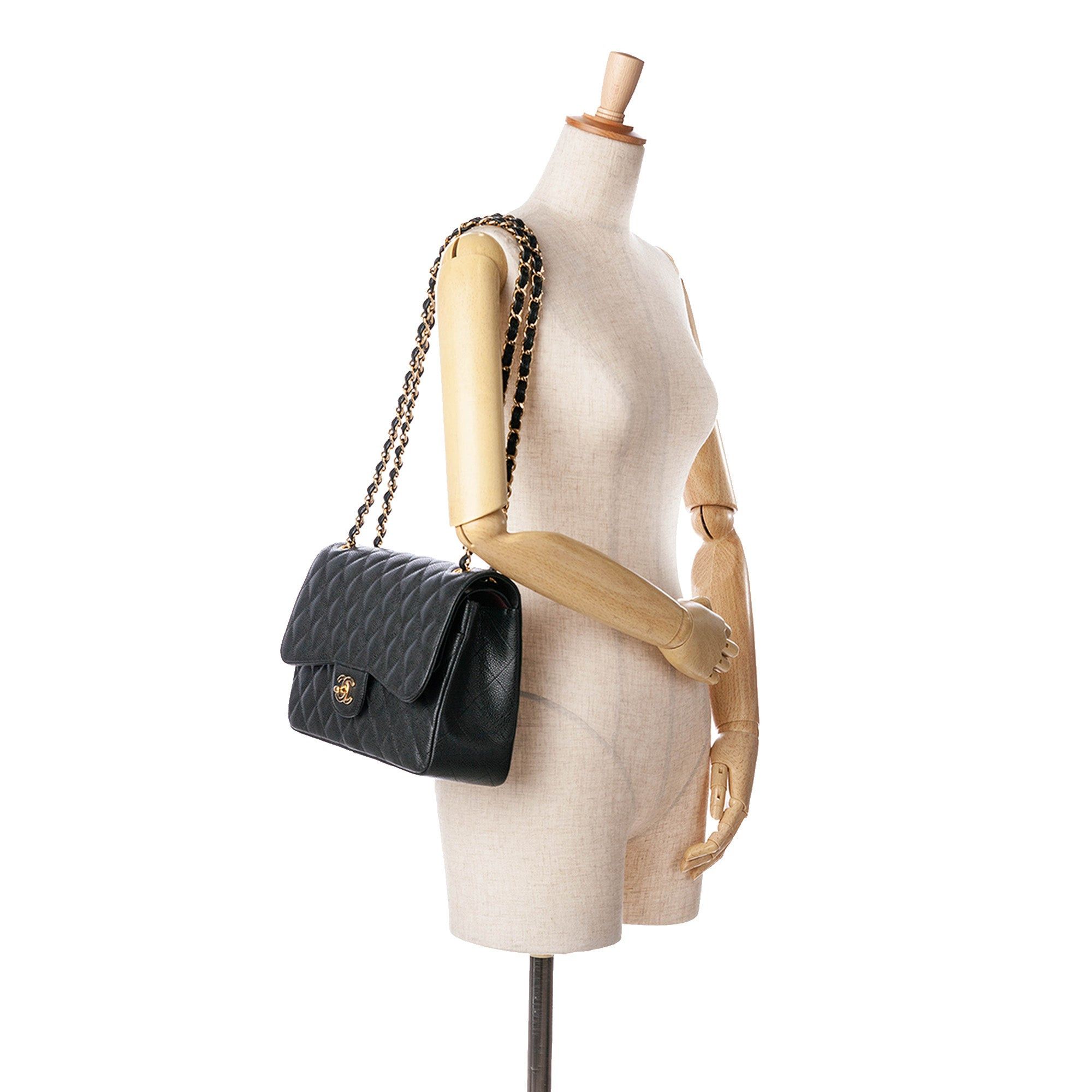 Chanel Chanel Jumbo Classic Caviar Double Flap Black Size ONE SIZE - 10 Thumbnail