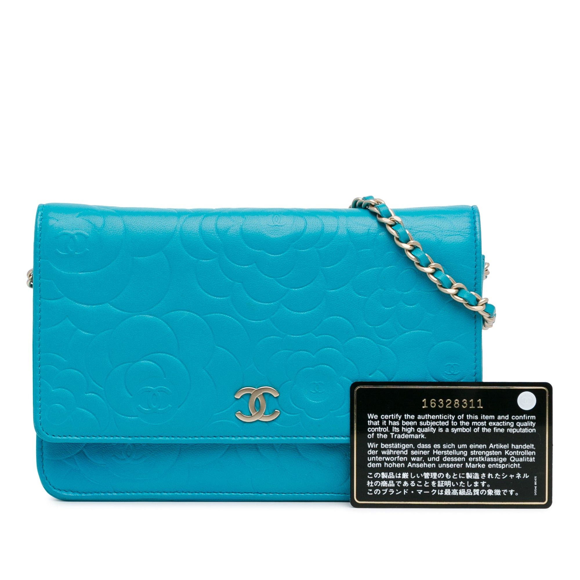 Chanel Chanel Lambskin Camellia Embossed Wallet On Chain Blue Size ONE SIZE - 11 Thumbnail