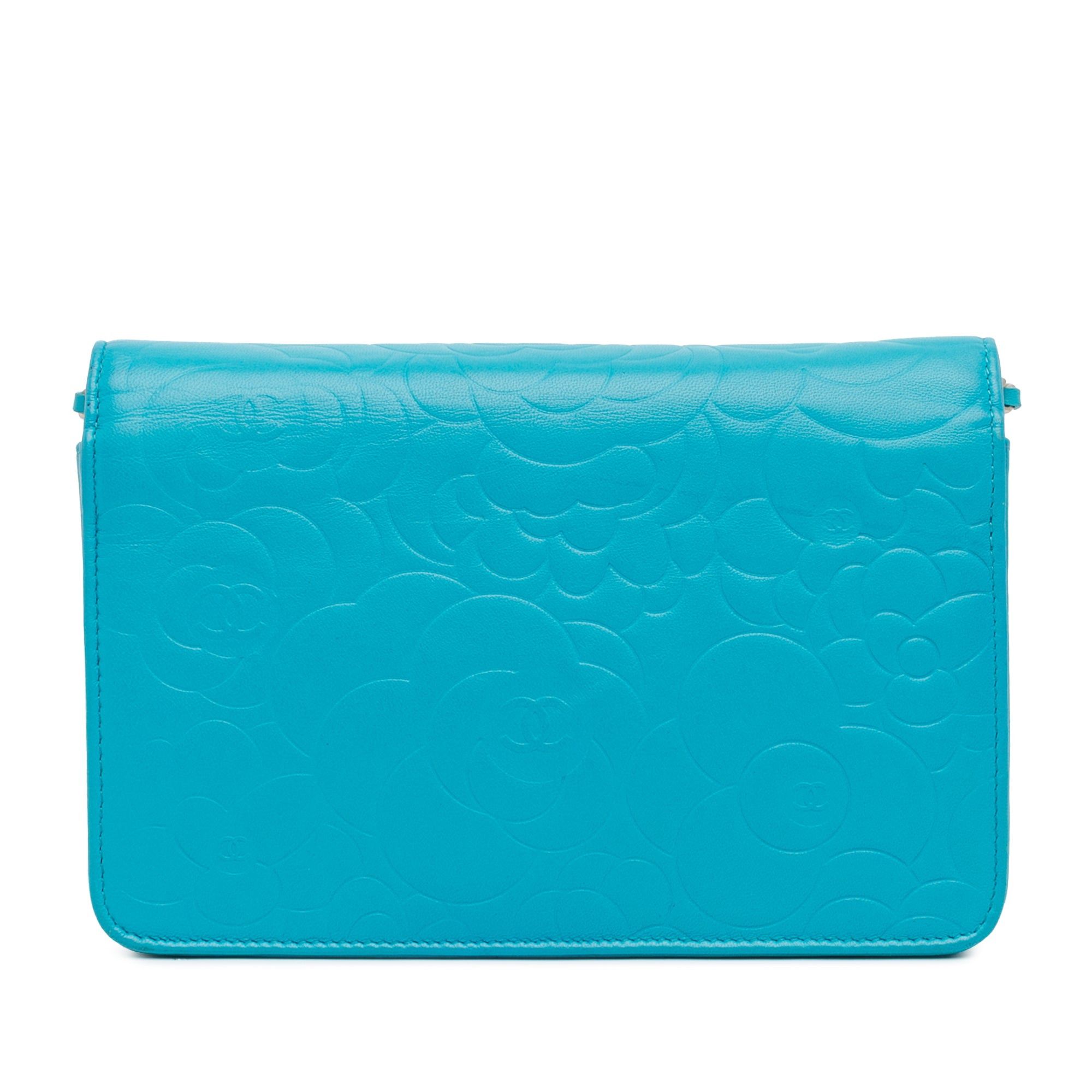Chanel Chanel Lambskin Camellia Embossed Wallet On Chain Blue Size ONE SIZE - 3 Thumbnail