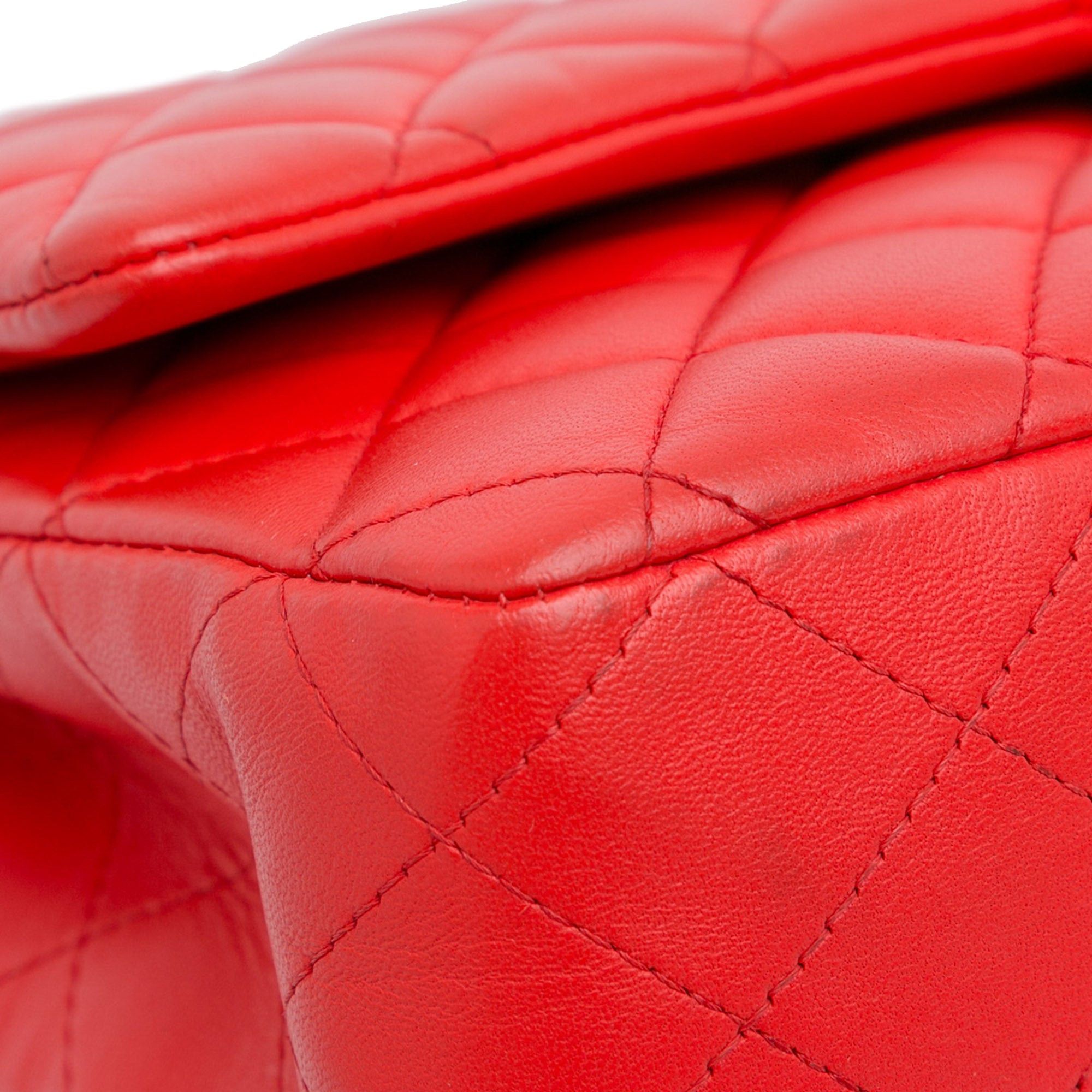 Chanel Chanel Medium Classic Lambskin Double Flap Red Size ONE SIZE - 9 Thumbnail
