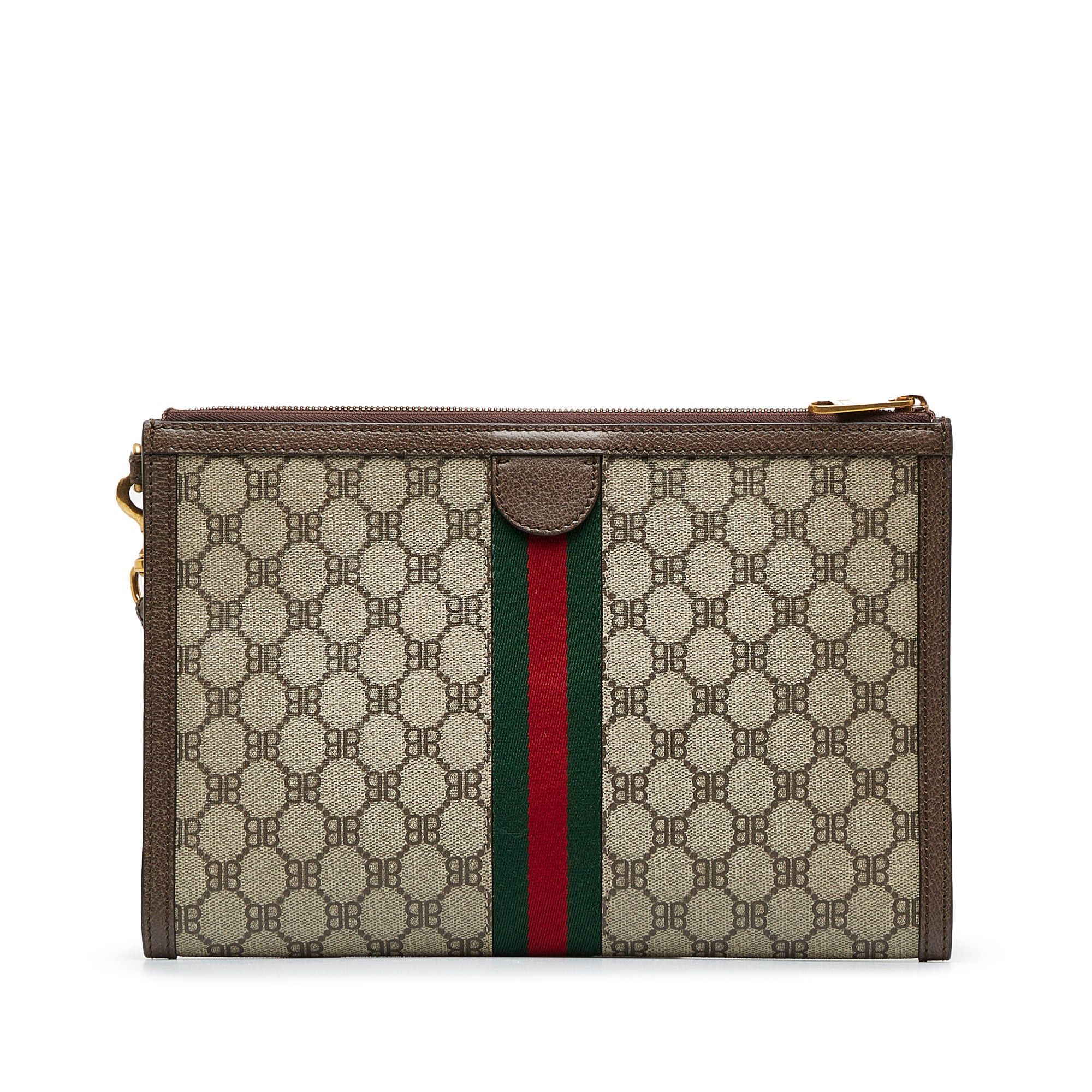 Gucci Gucci X Balenciaga BB Supreme Ophidia Web Clutch Brown Size ONE SIZE - 3 Thumbnail