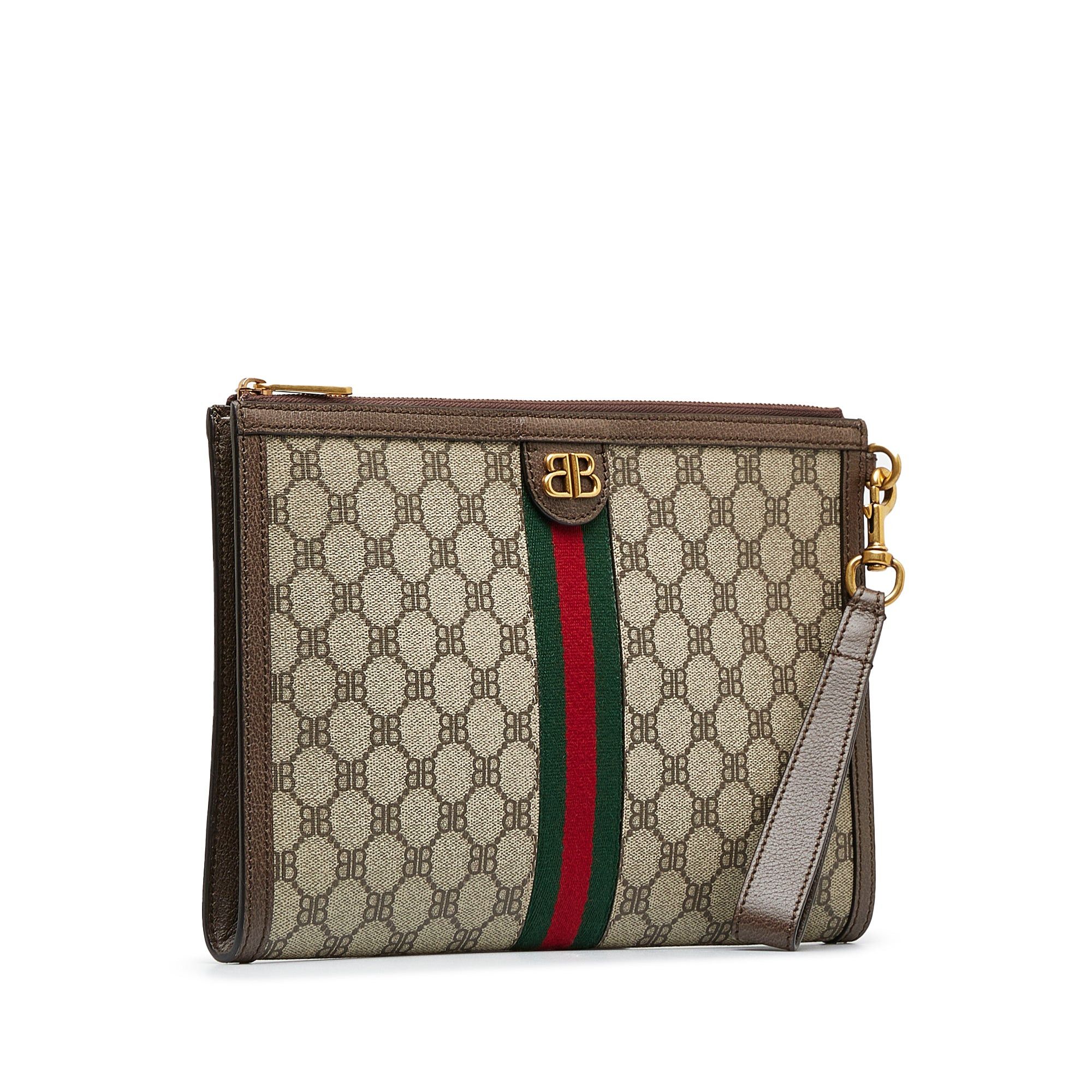 Gucci Gucci X Balenciaga BB Supreme Ophidia Web Clutch Brown Size ONE SIZE - 2 Thumbnail