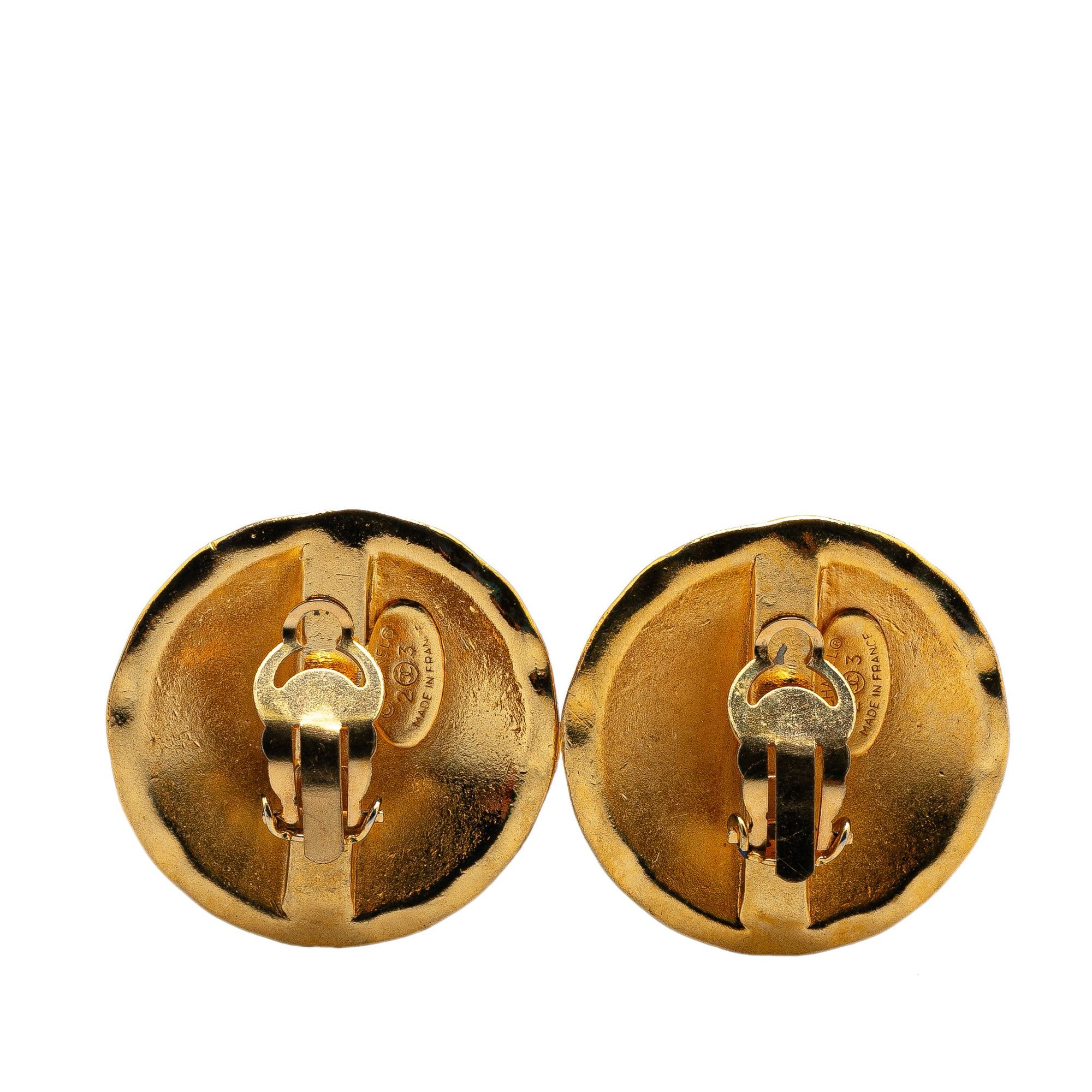 Chanel Chanel Gold Plated CC Quilted Clip On Earrings Gold Size ONE SIZE - 2 Thumbnail