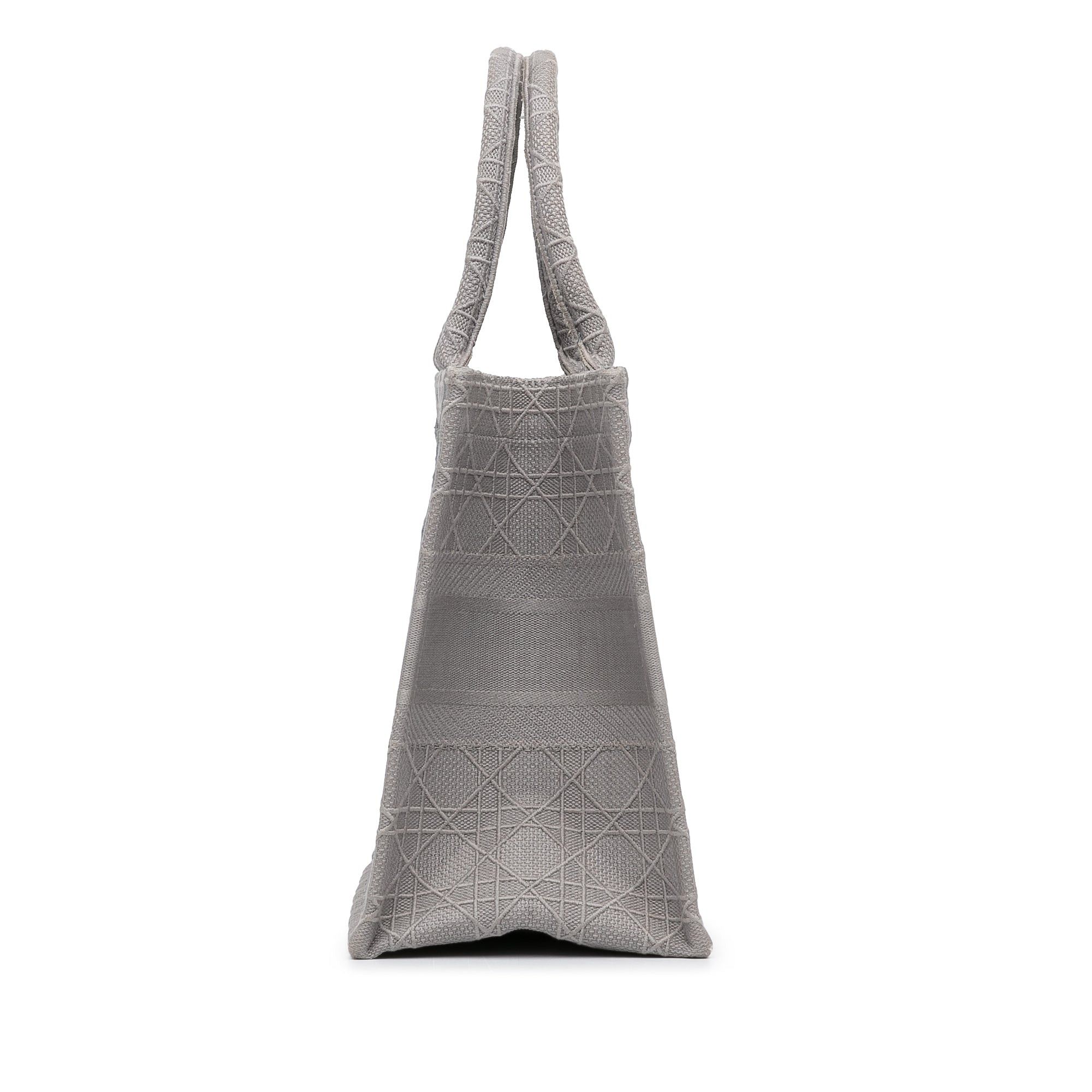 Dior Dior Medium Cannage Embroidered Book Tote Gray Size ONE SIZE - 4 Thumbnail