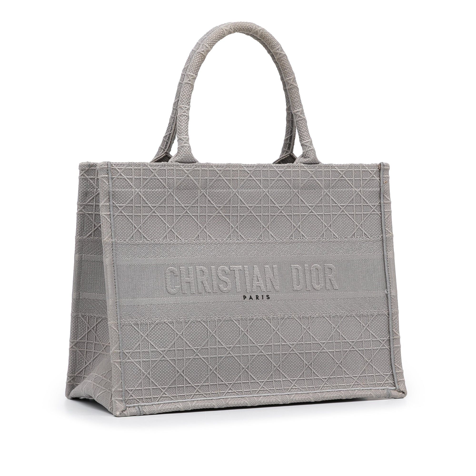 Dior Dior Medium Cannage Embroidered Book Tote Gray Size ONE SIZE - 2 Thumbnail