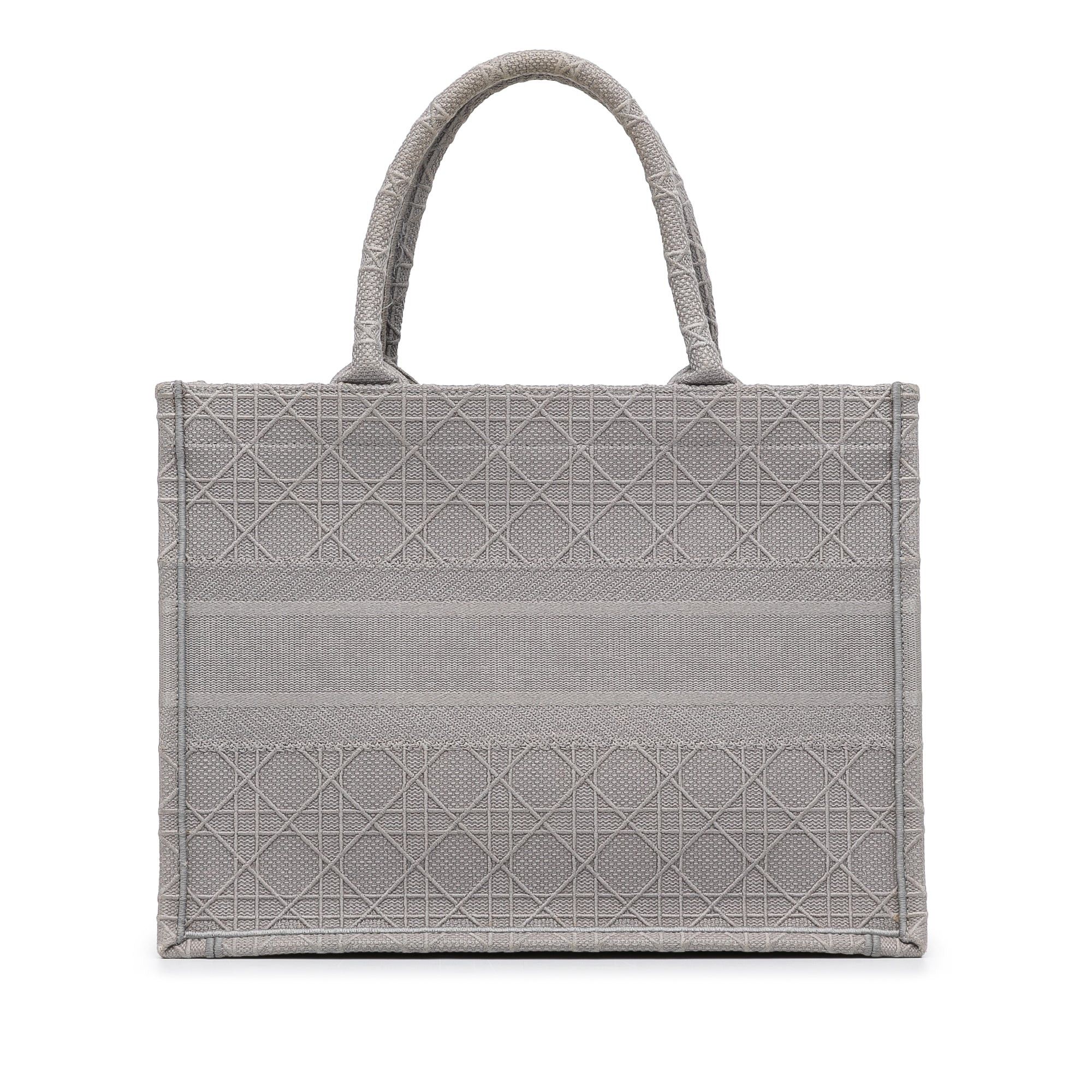 Dior Dior Medium Cannage Embroidered Book Tote Gray Size ONE SIZE - 3 Thumbnail