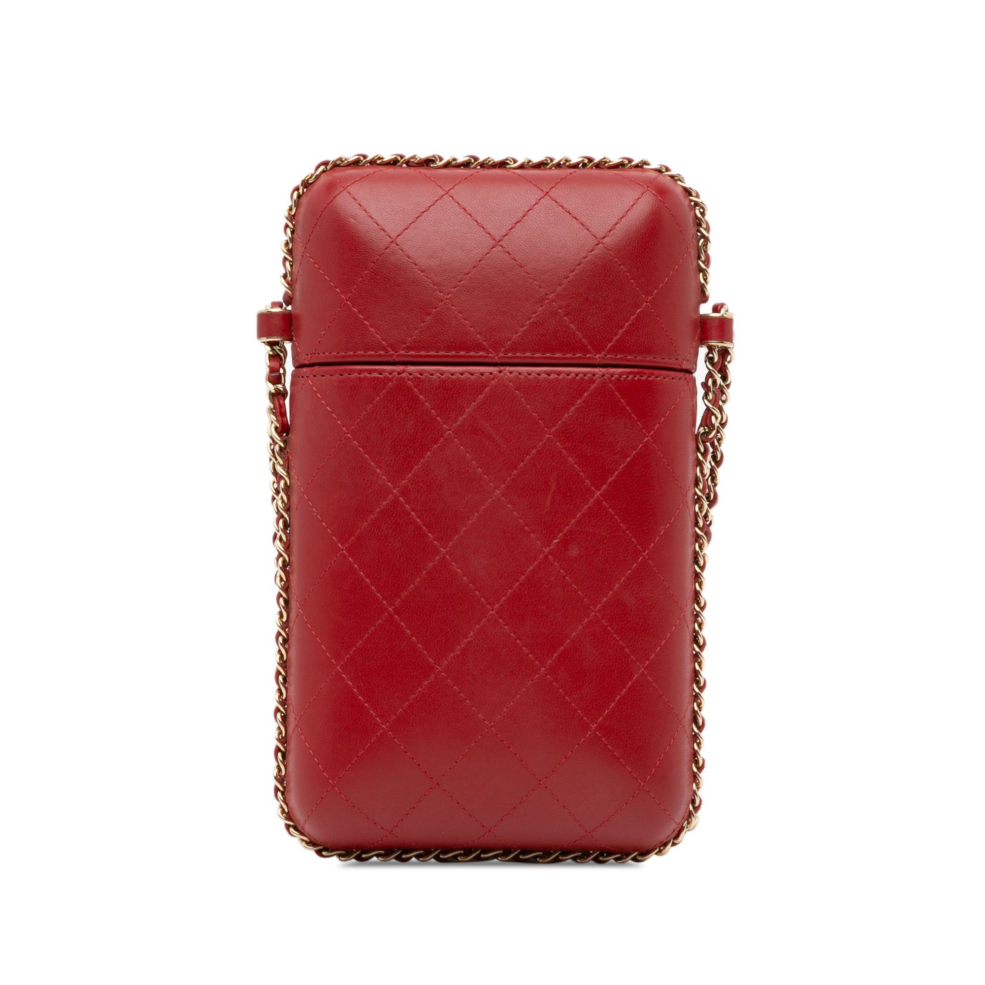 Chanel Chanel CC Quilted Lambskin Chain Around Phone Holder Red Size ONE SIZE - 3 Thumbnail