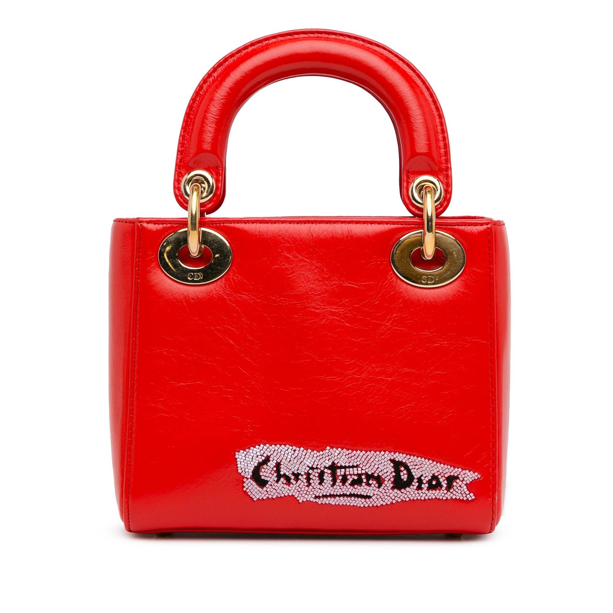 Dior Dior Mini Calfskin Sequin Embellished Lady Dior Red Size ONE SIZE - 3 Thumbnail