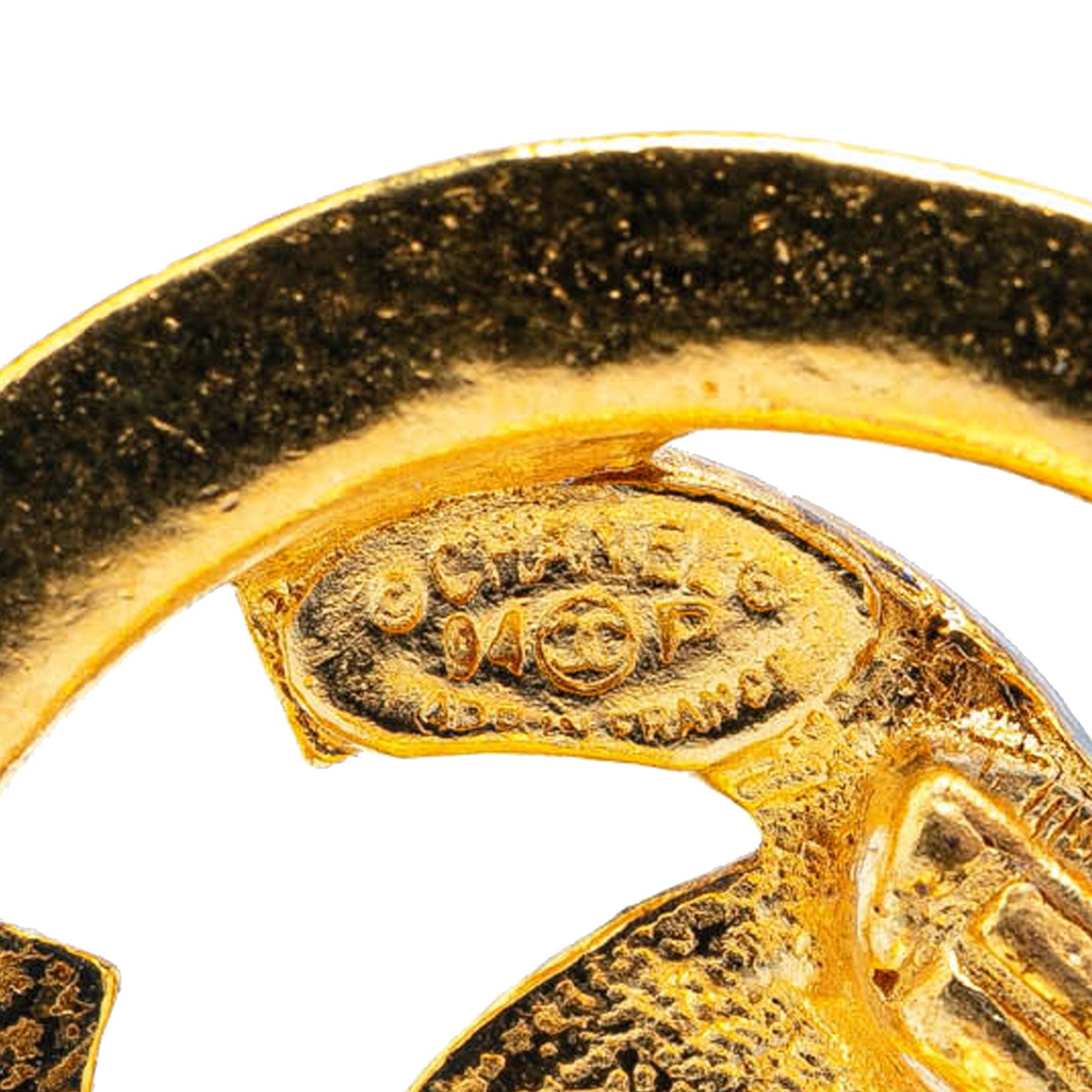 Chanel Chanel Gold Plated CC Round Clip On Earrings Gold Size ONE SIZE - 3 Thumbnail